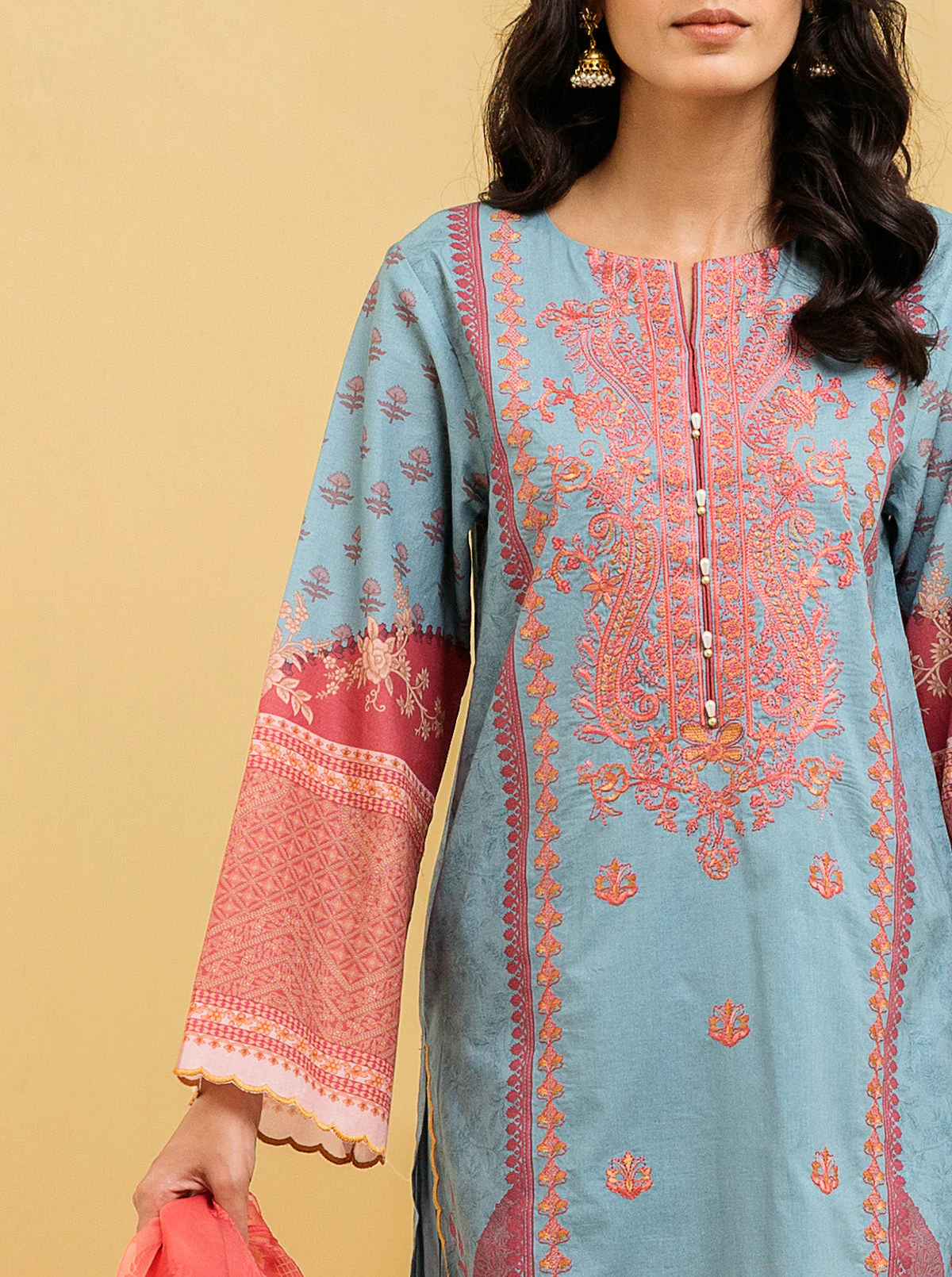 3 PIECE - EMBROIDERED LAWN SUIT - SUMMER DAZE - Image 4