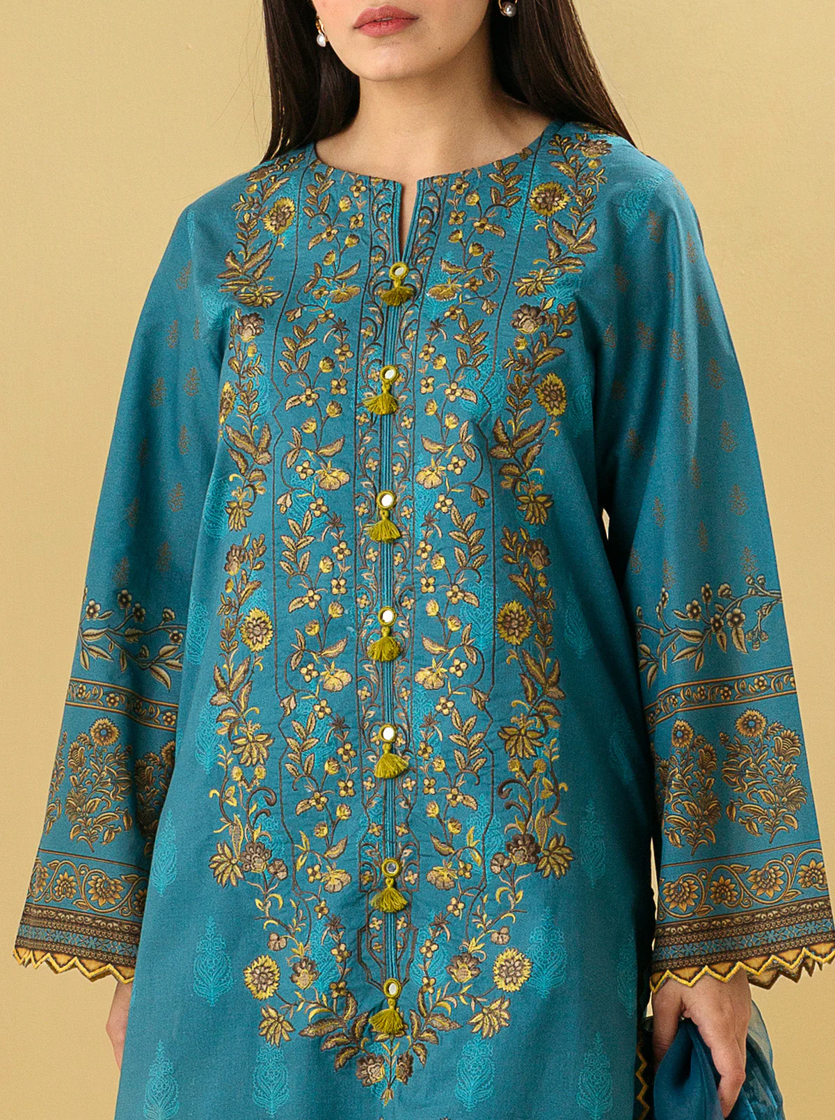 3 PIECE - EMBROIDERED LAWN SUIT - ANTIQUE CHARM - Image 4