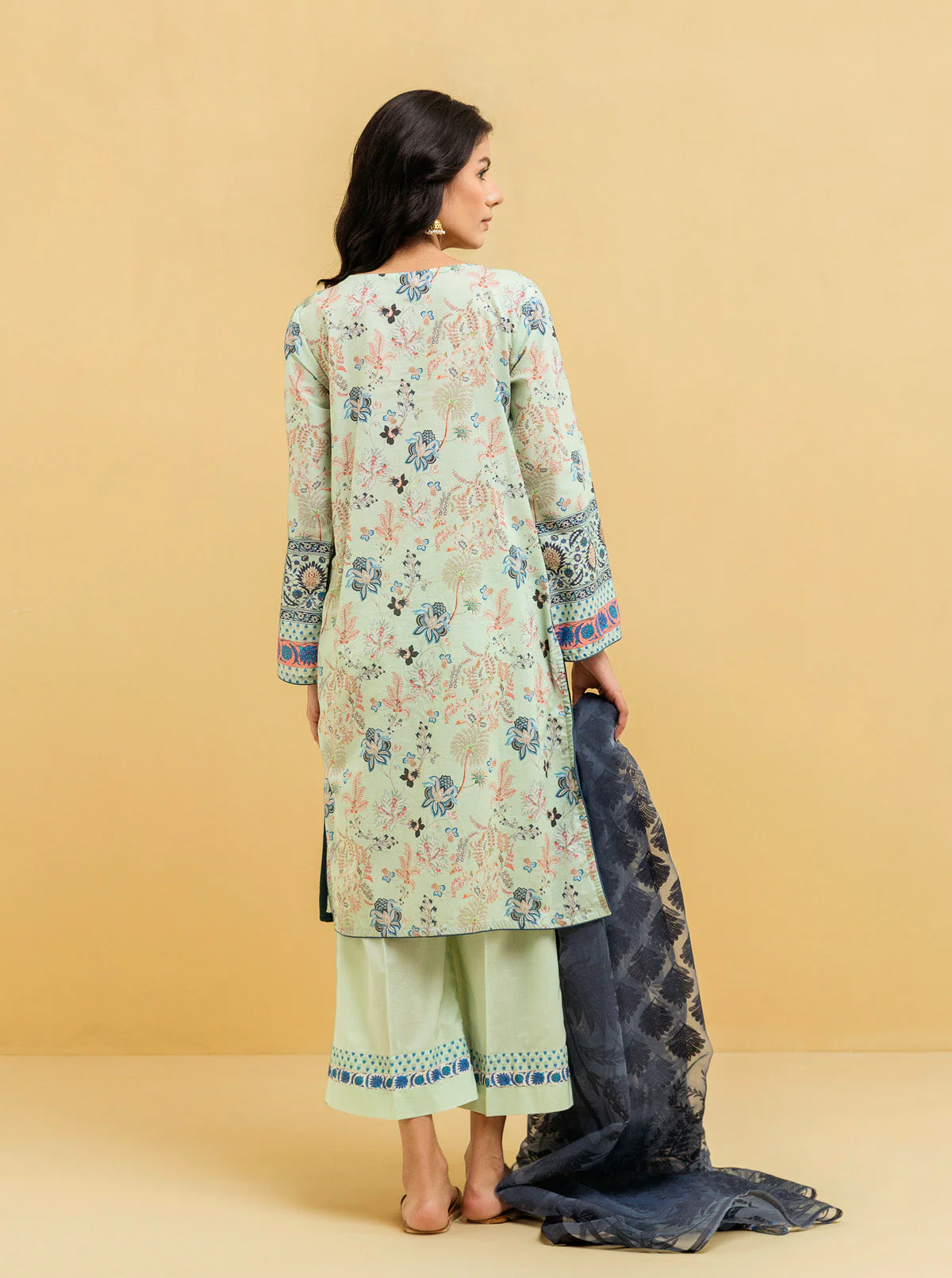 3 PIECE - EMBROIDERED LAWN SUIT - CHINTZ CHARM - Image 6