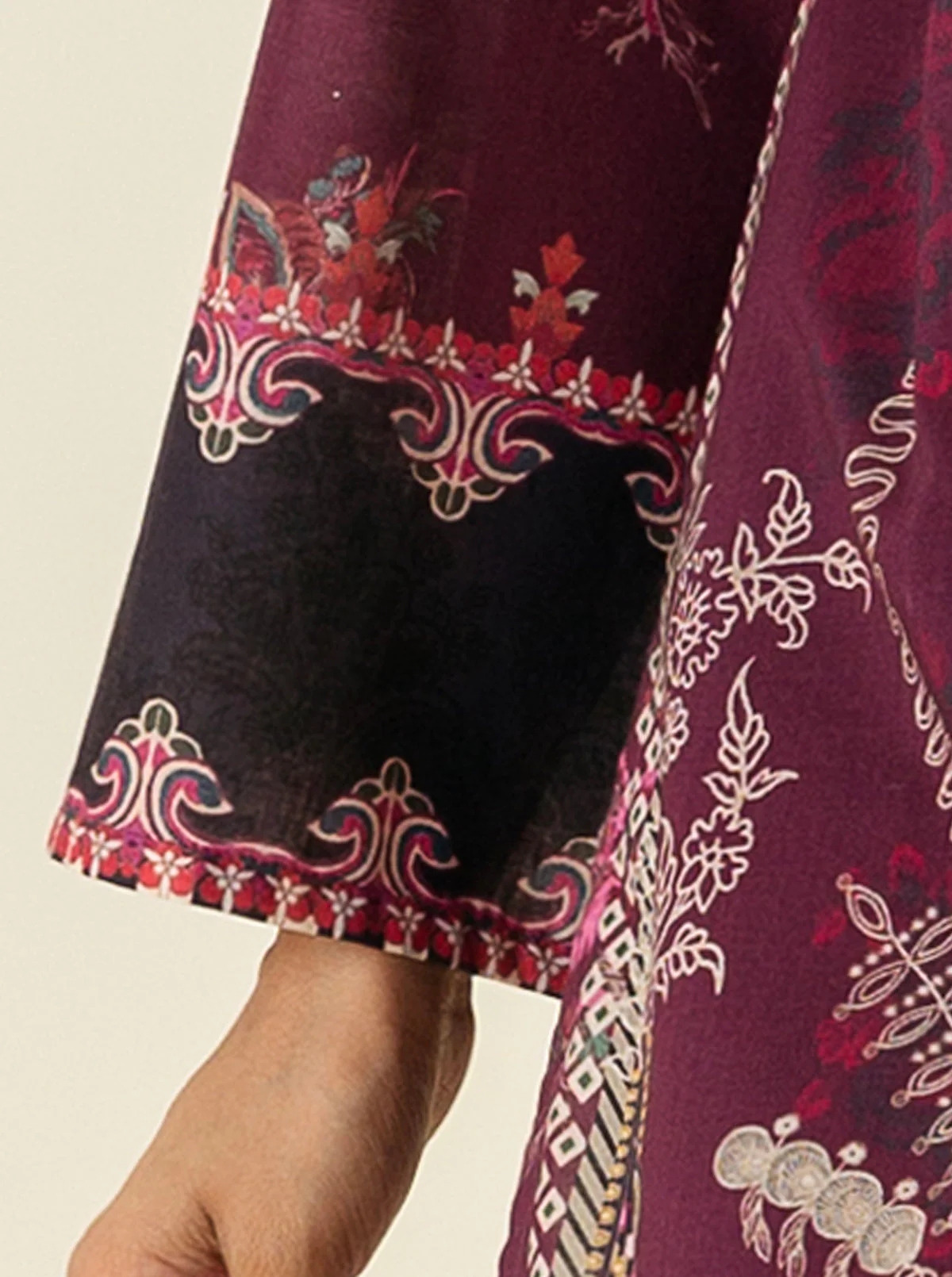 3 PIECE - EMBROIDERD LAWN SUIT - PURPLE POTION - Image 3