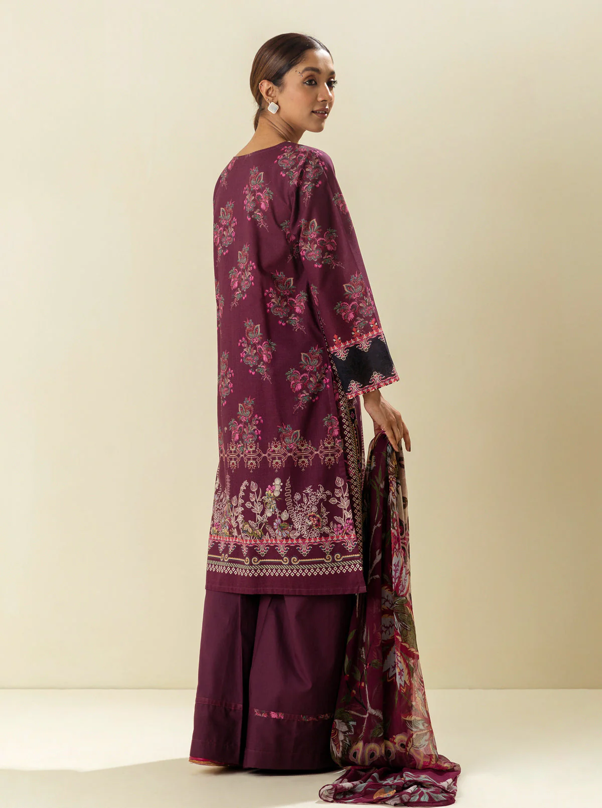 3 PIECE - EMBROIDERD LAWN SUIT - PURPLE POTION - Image 4