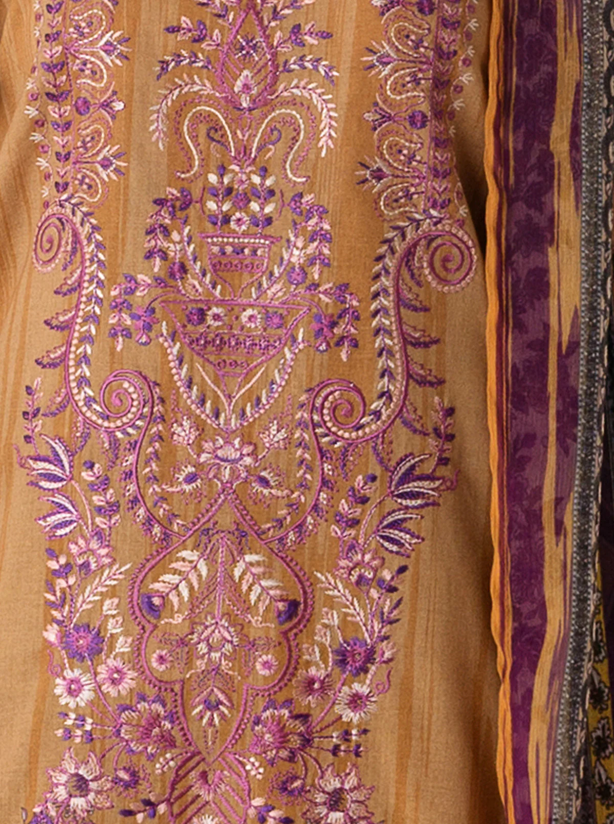 3 PIECE - EMBROIDERD LAWN SUIT - GOLDEN IRIS - Image 2