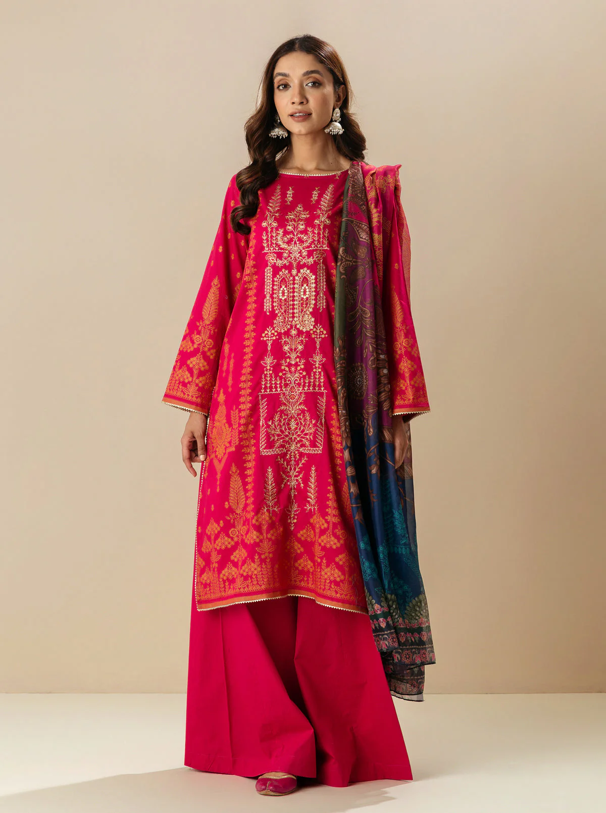 3 PIECE - EMBROIDERD LAWN SUIT - FUCHSIA MYSTERY - Image 2
