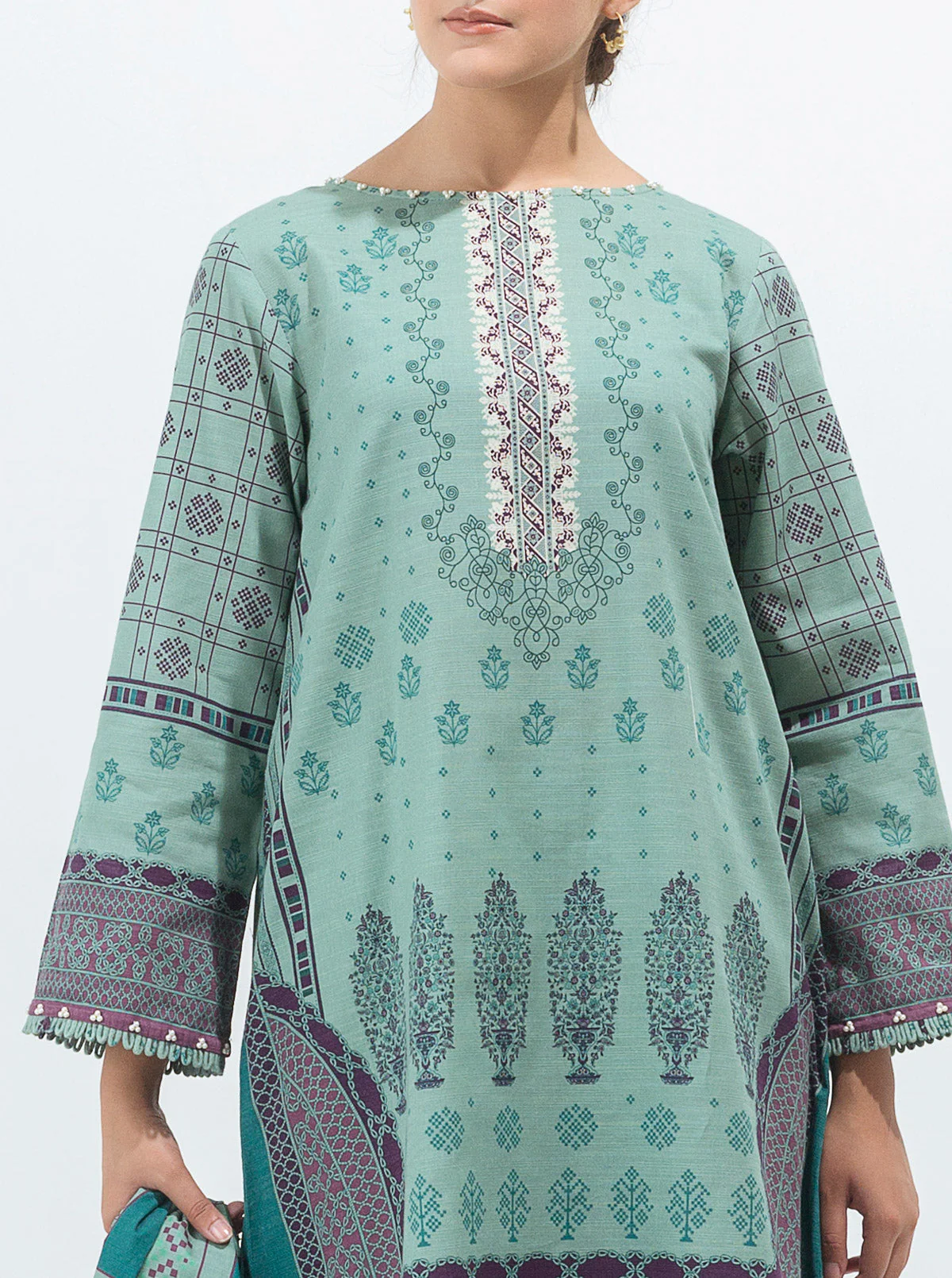 3 PIECE - PRINTED KHADDAR SUIT - MOONLIGHT JADE - Image 4