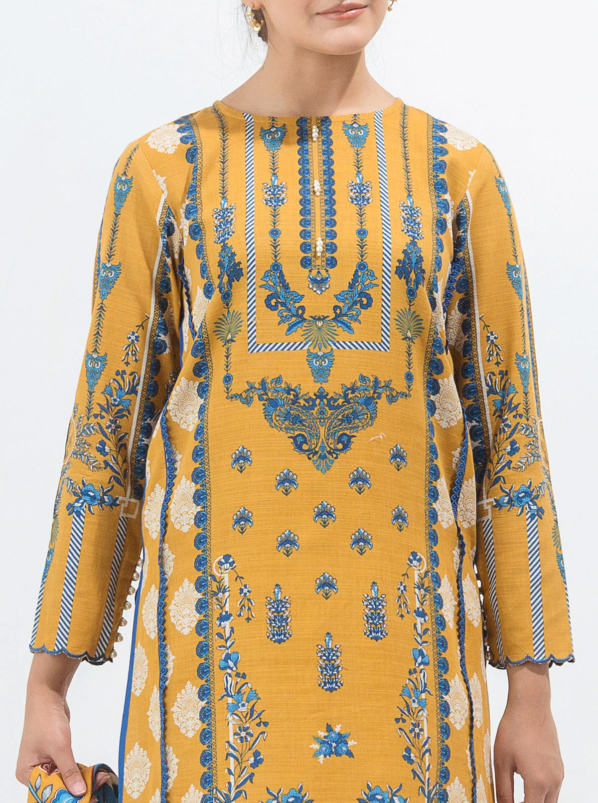 3 PIECE - PRINTED KHADDAR SUIT - ANTIQUE  DECO - Image 4