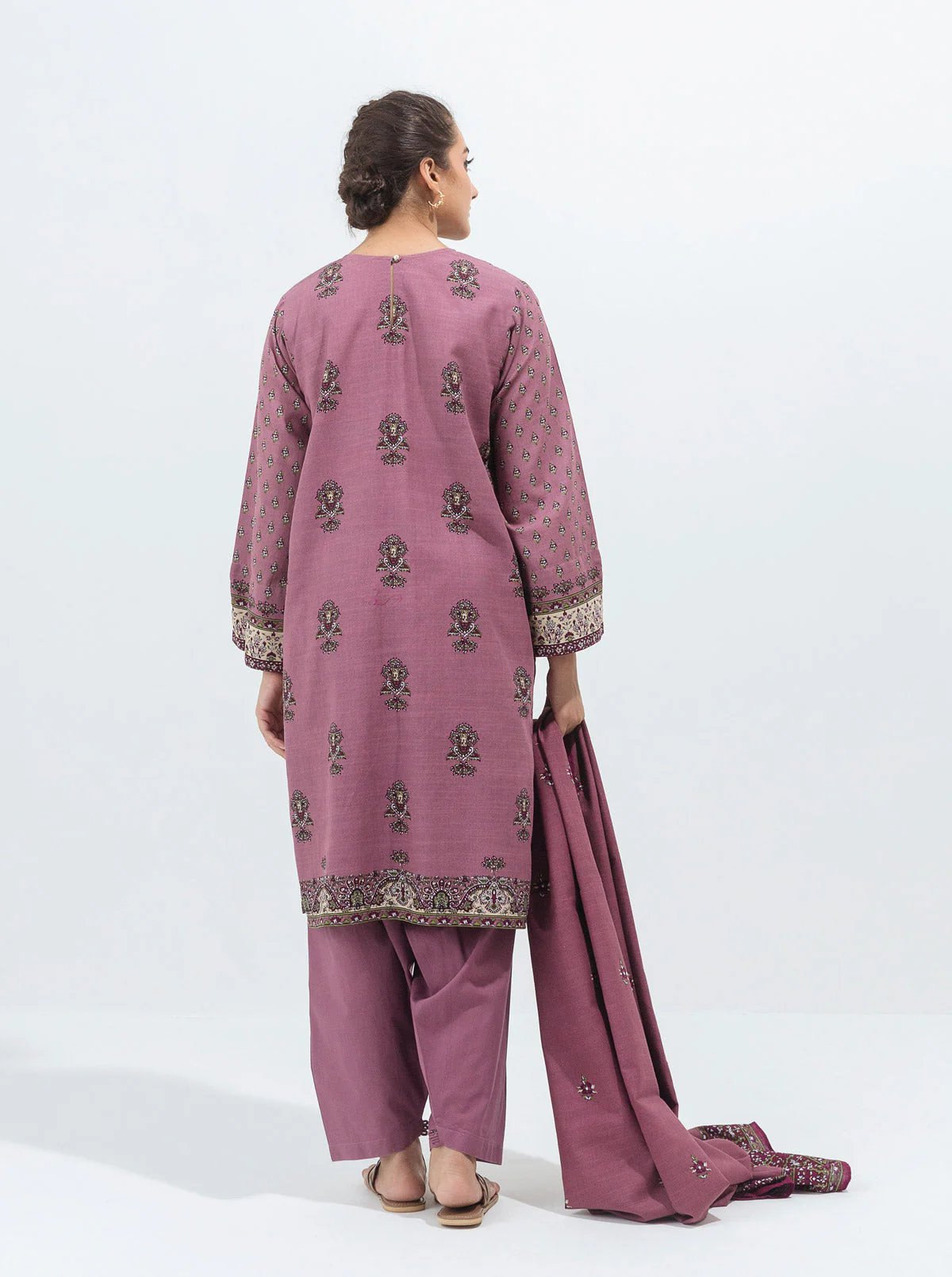 3 PIECE - PRINTED KHADDAR SUIT - MAUVE HAZE - Image 6