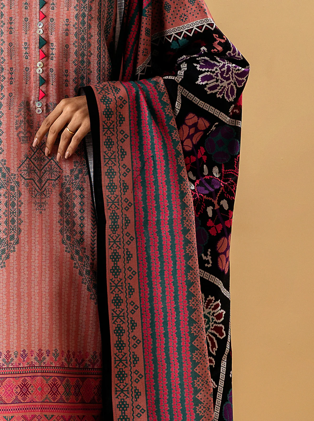 2 PIECE - PRINTED KHADDAR SUIT - DENIZE - Image 2