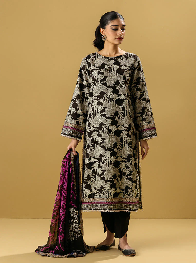 3 PIECE - PRINTED KHADDAR SUIT - EARTHY TOILE - Image 2