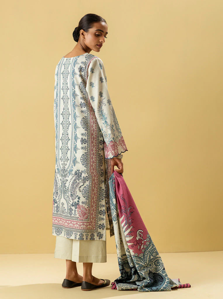 3 PIECE - PRINTED KHADDAR SUIT - WARM HUES - Image 3