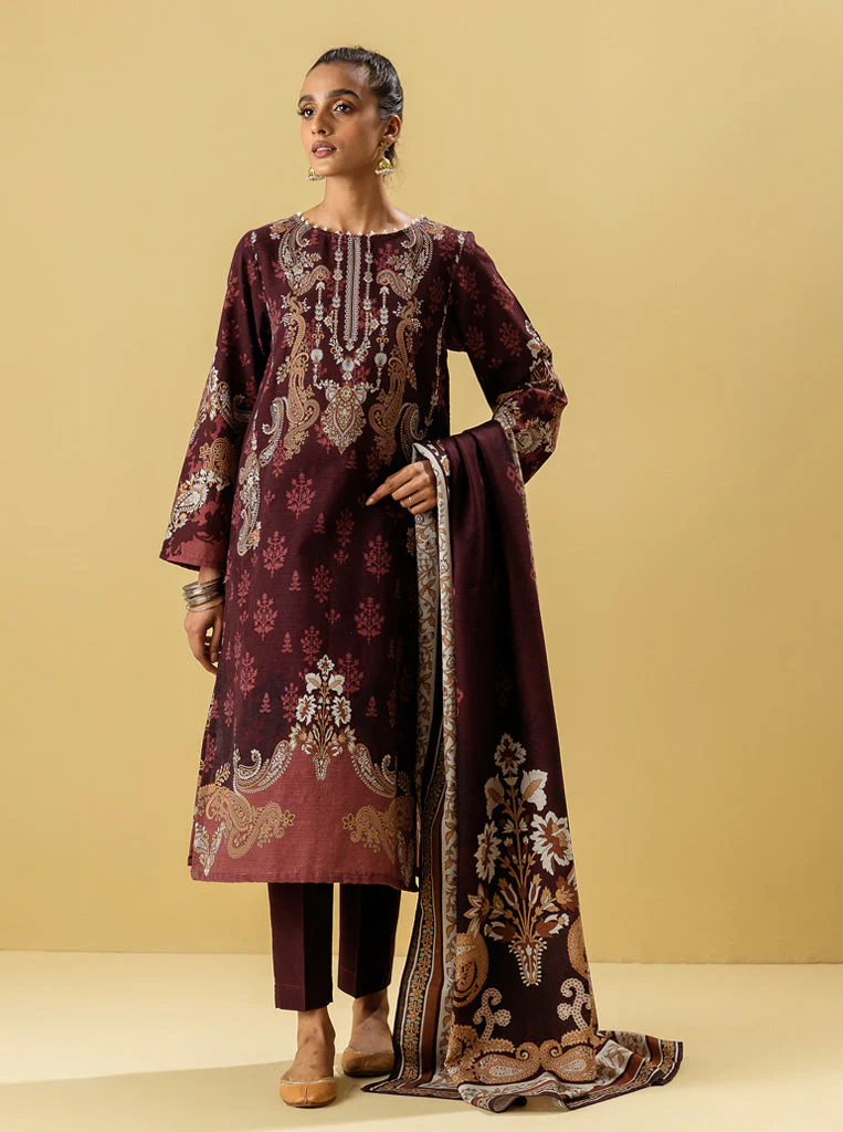 3 PIECE - PRINTED KHADDAR SUIT - WINTER BLOOM - Image 2