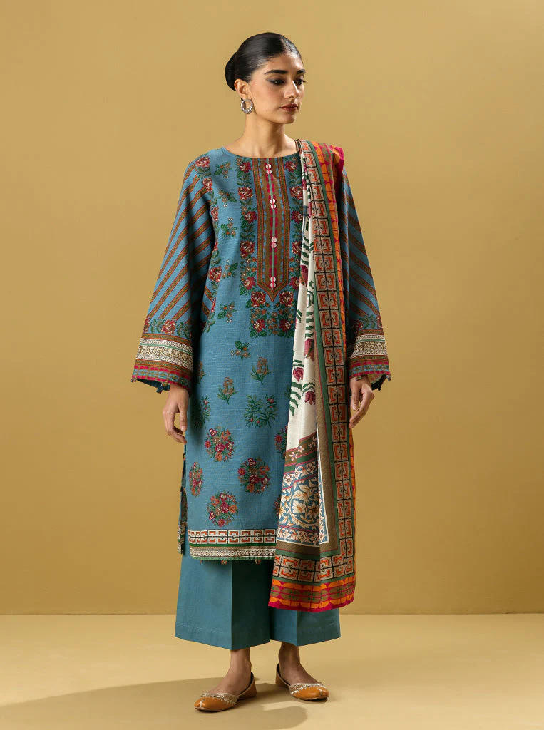 3 PIECE - PRINTED KHADDAR SUIT - GEO FLORA - Image 4