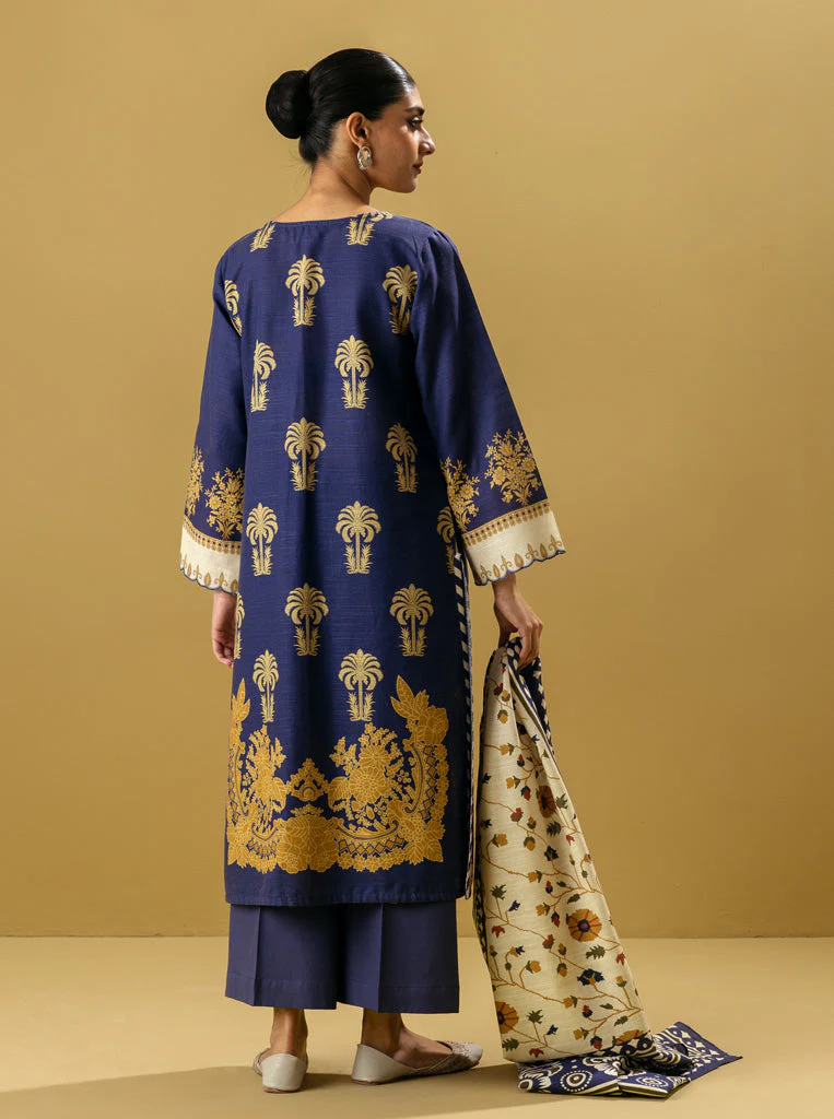 3 PIECE - PRINTED KHADDAR SUIT - BLUE ONYX - Image 4