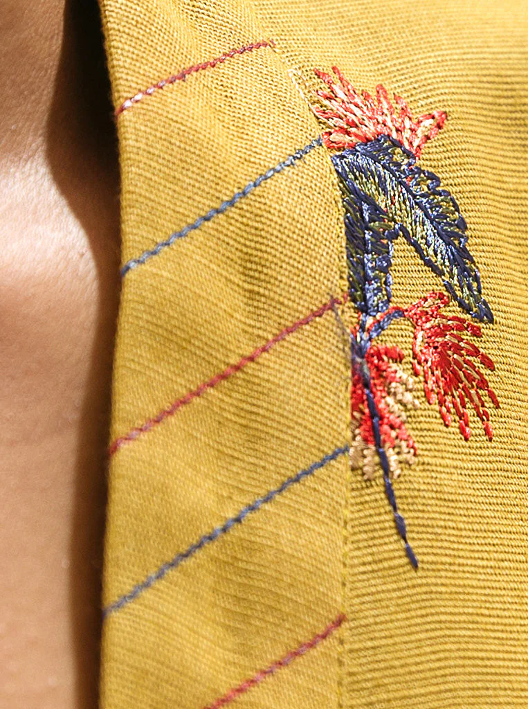 3 PIECE - EMBROIDERED WITH SHAWL  KHADDAR SUIT - MARIGOLD CHARM - Image 4