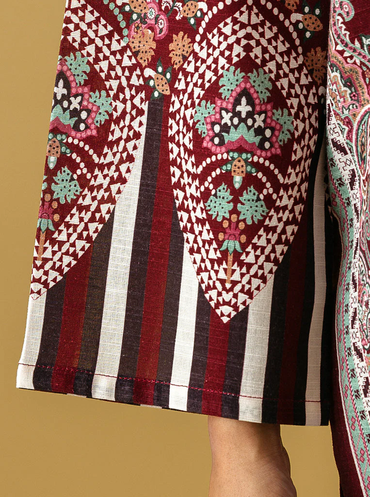 3 PIECE - EMBROIDERED  KHADDAR SUIT - RUBY RADIANCE - Image 5