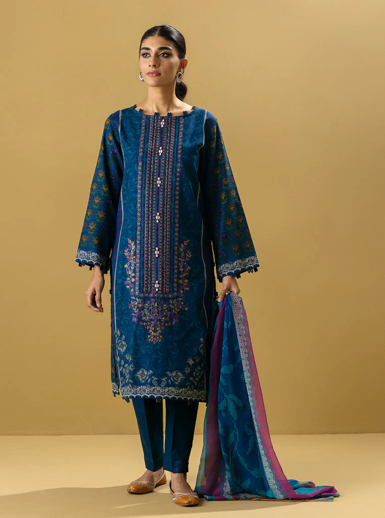 3 PIECE - EMBROIDERED  KHADDAR SUIT - BLOOMING BLACK - Image 3