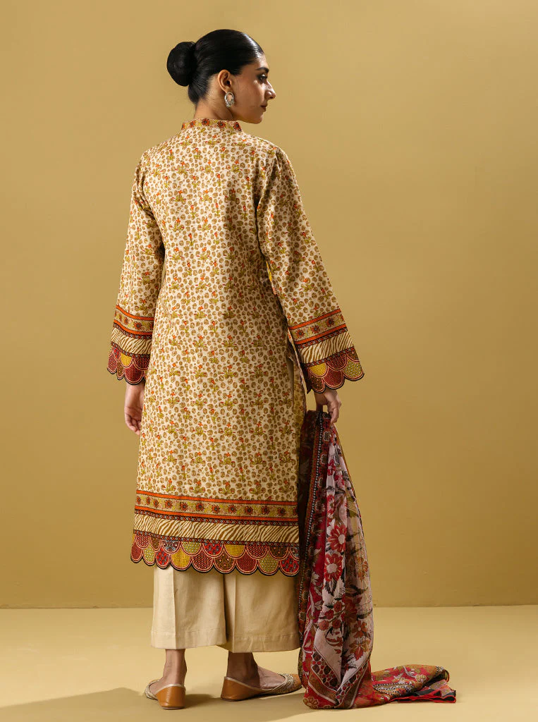 3 PIECE - PRINTED KHADDAR SUIT - LIMEADE - Image 2