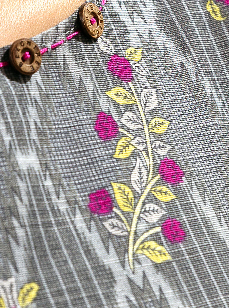 3 PIECE - PRINTED KHADDAR SUIT - FUSCHIA BUDS - Image 4