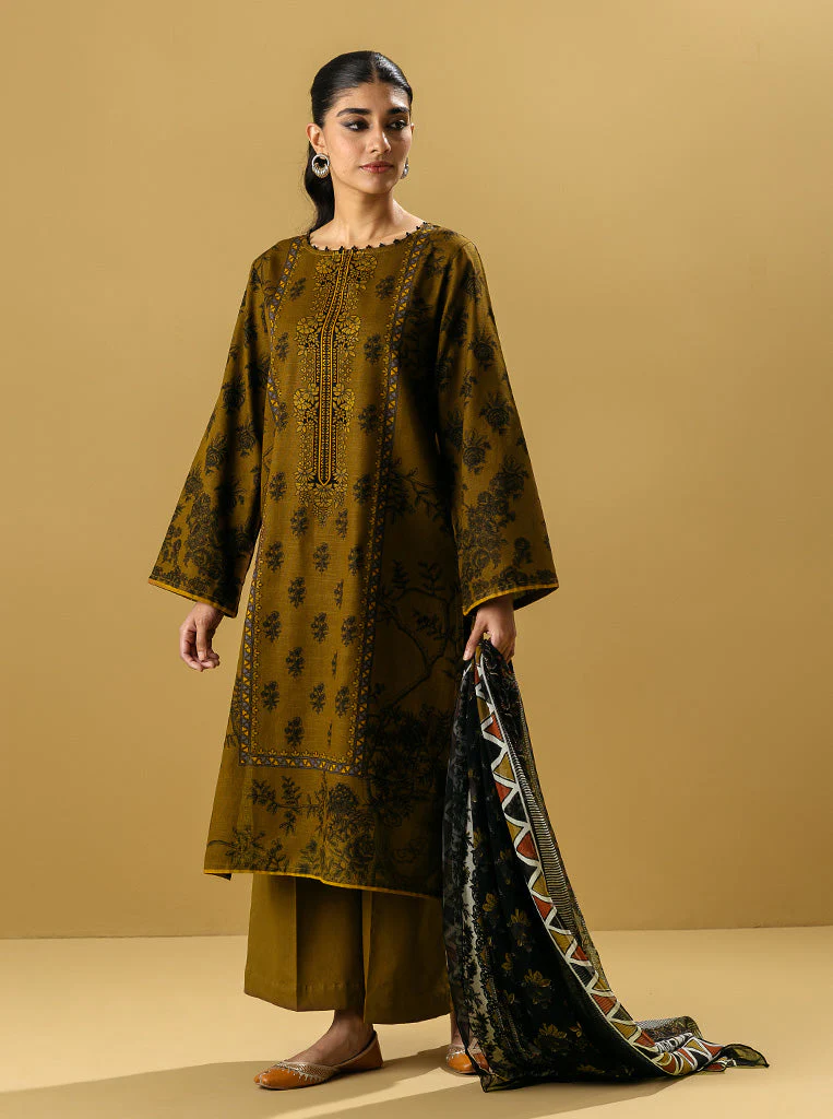 3 PIECE - PRINTED KHADDAR SUIT - WILLOW BOUGH - Image 3
