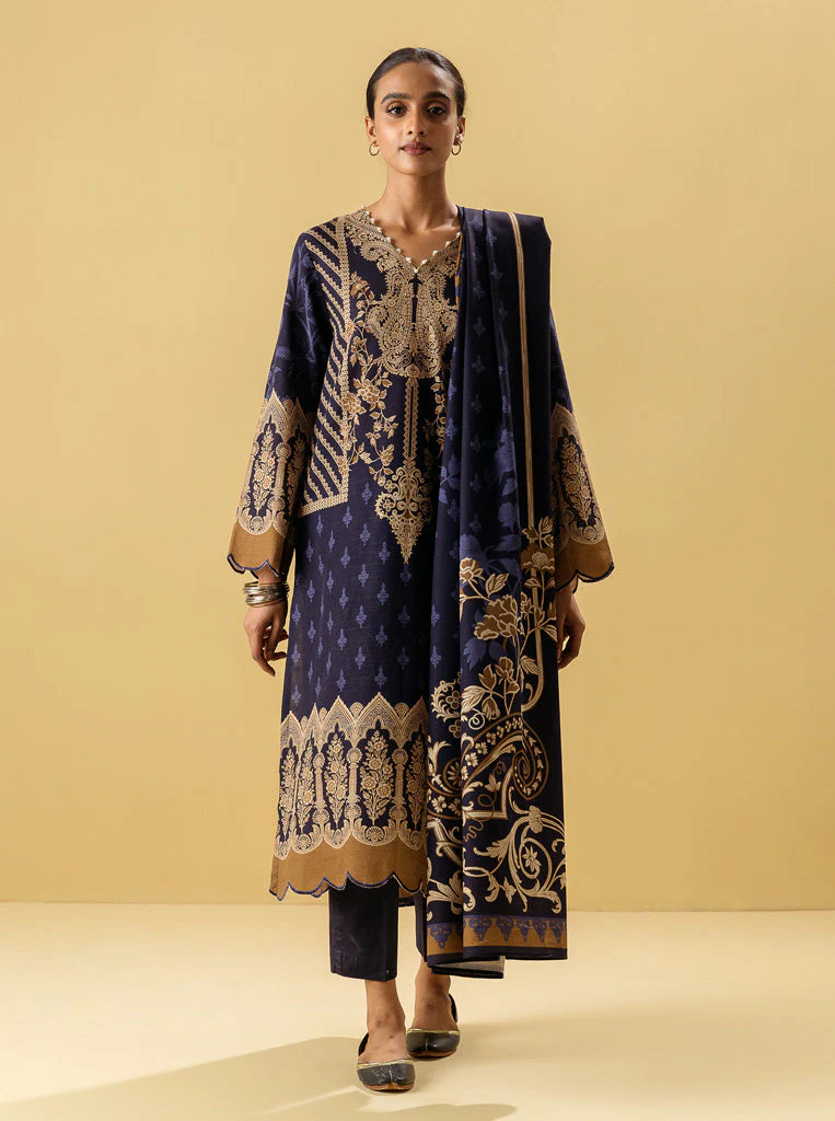 3 PIECE - PRINTED KHADDAR SUIT - ROYAL GREEM - Image 4