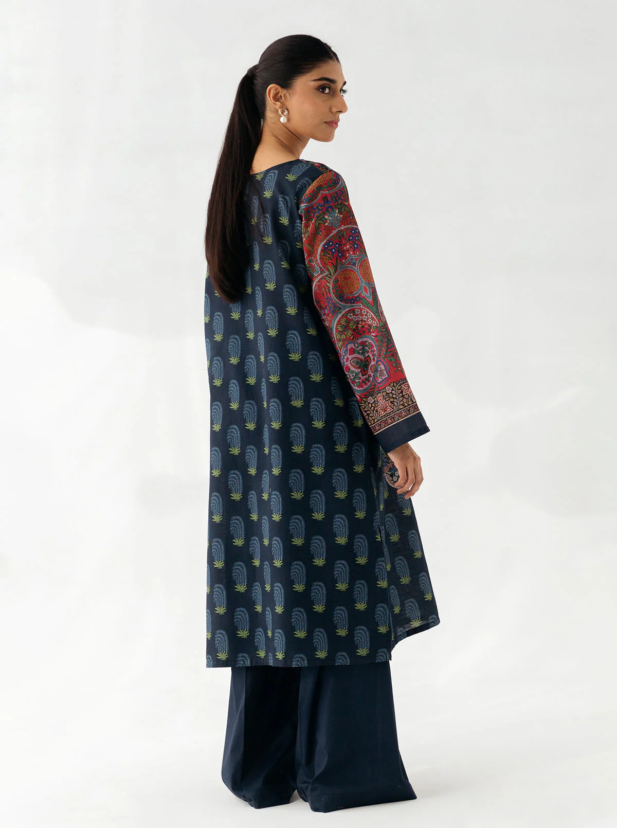 1 PIECE - PRINTED KHADDAR SHIRT - REFLECTION WATERS - Image 2