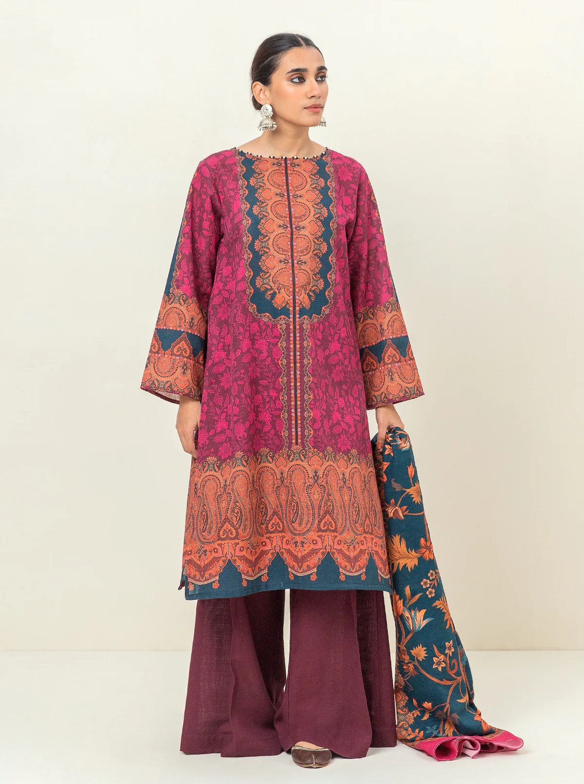 3 PIECE PRINTED KHADDAR SUIT-VINTAGE PAISLEY (UNSTITCHED) - Image 2