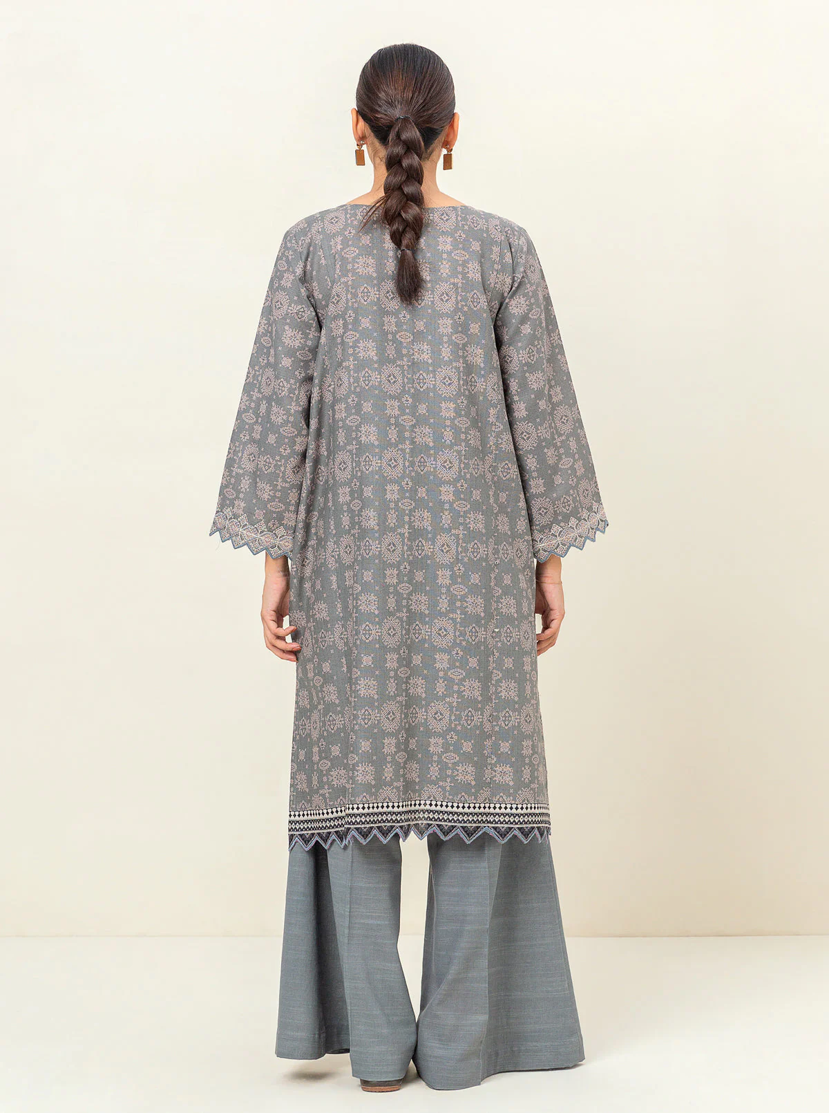 2 PIECE - EMBROIDERED KHADDAR SUIT - DEW GREY - Image 2
