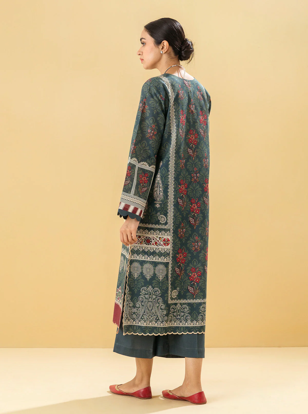 1 PIECE - PRINTED LAWN SHIRT - FOLK MAZE - Image 4