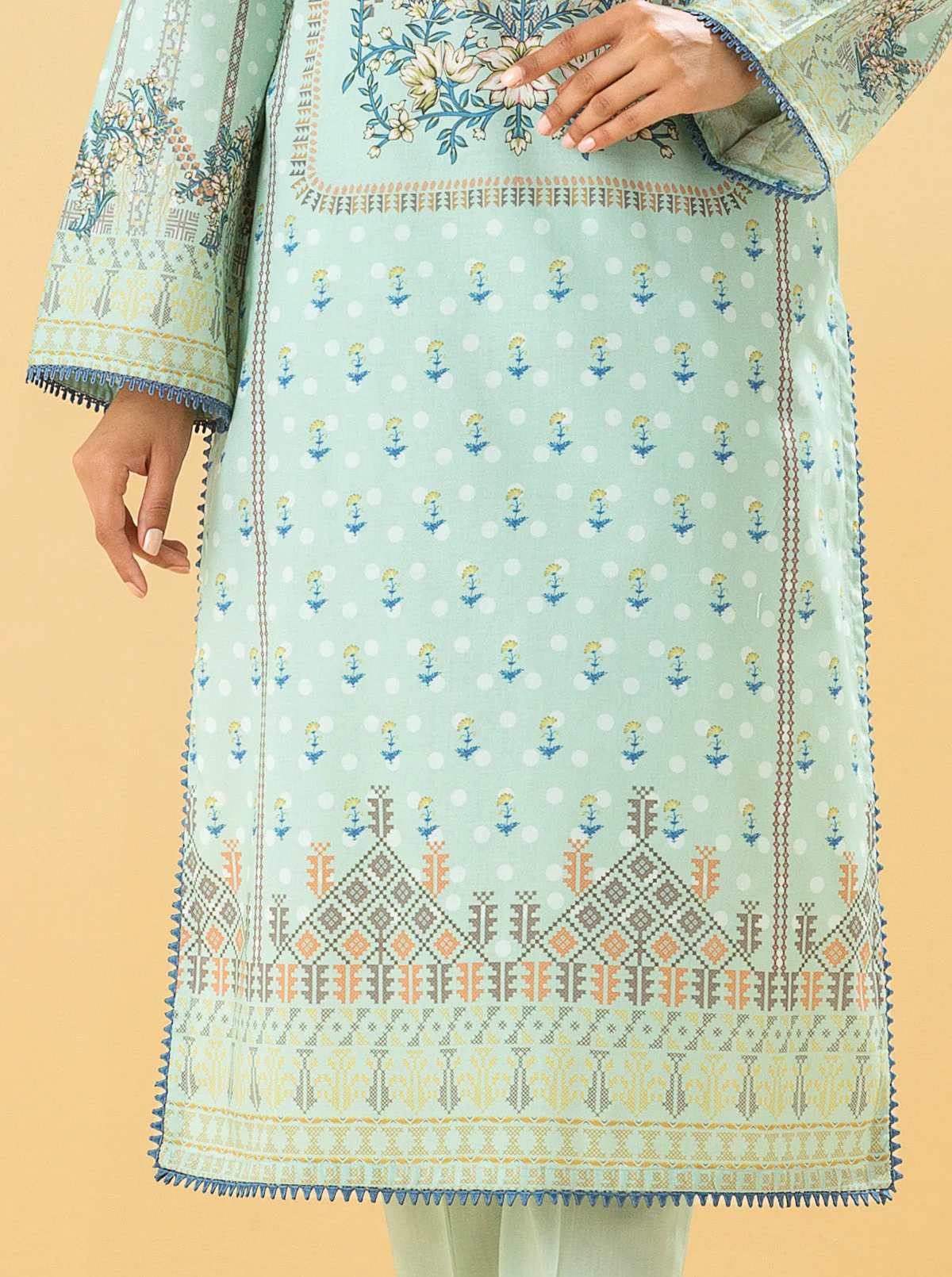 2 PIECE - PRINTED LAWN SUIT - MISTY GARDENIA - Image 2