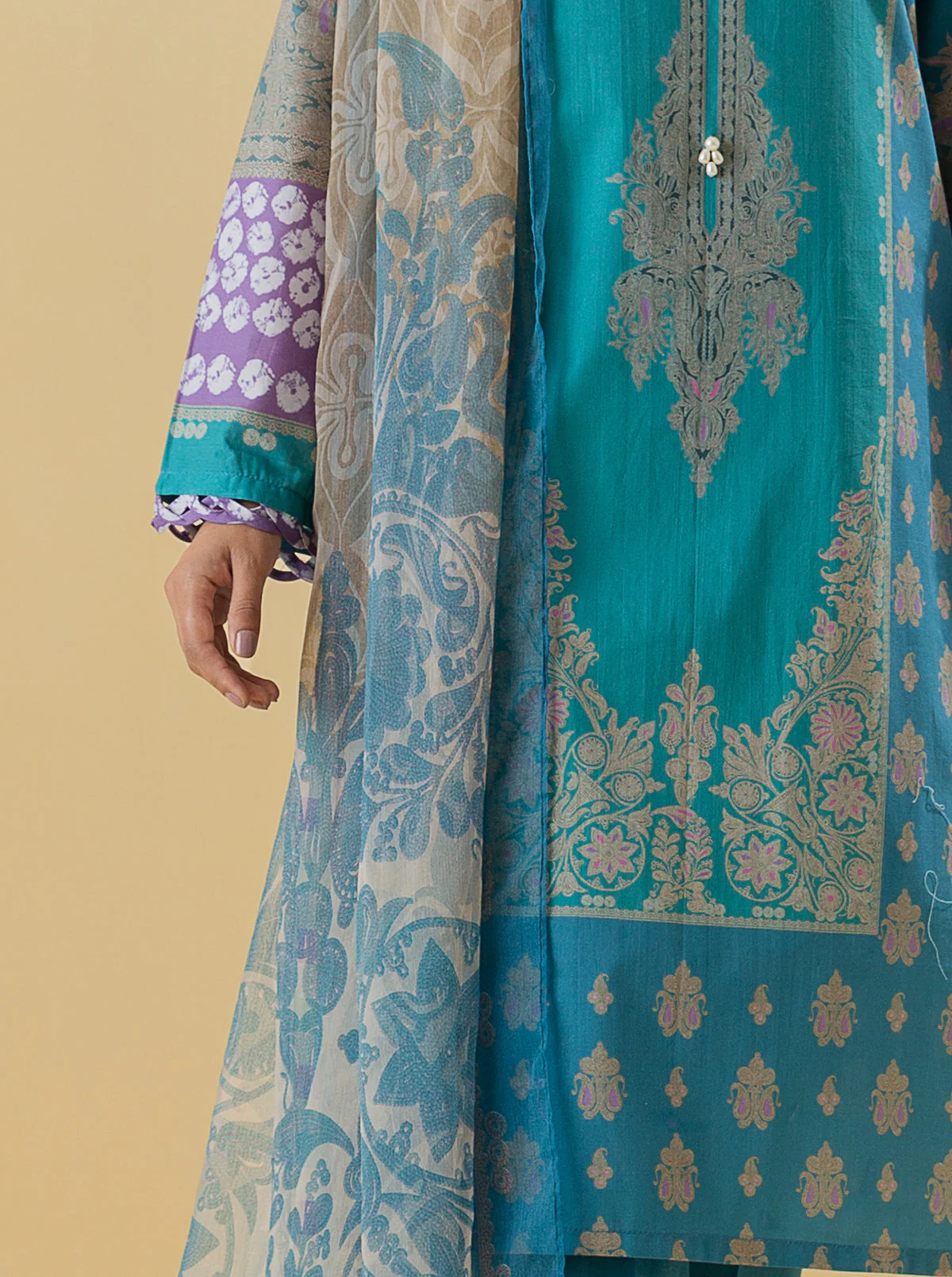 2 PIECE - PRINTED LAWN SUIT - QUARTZ BLUE - Image 2