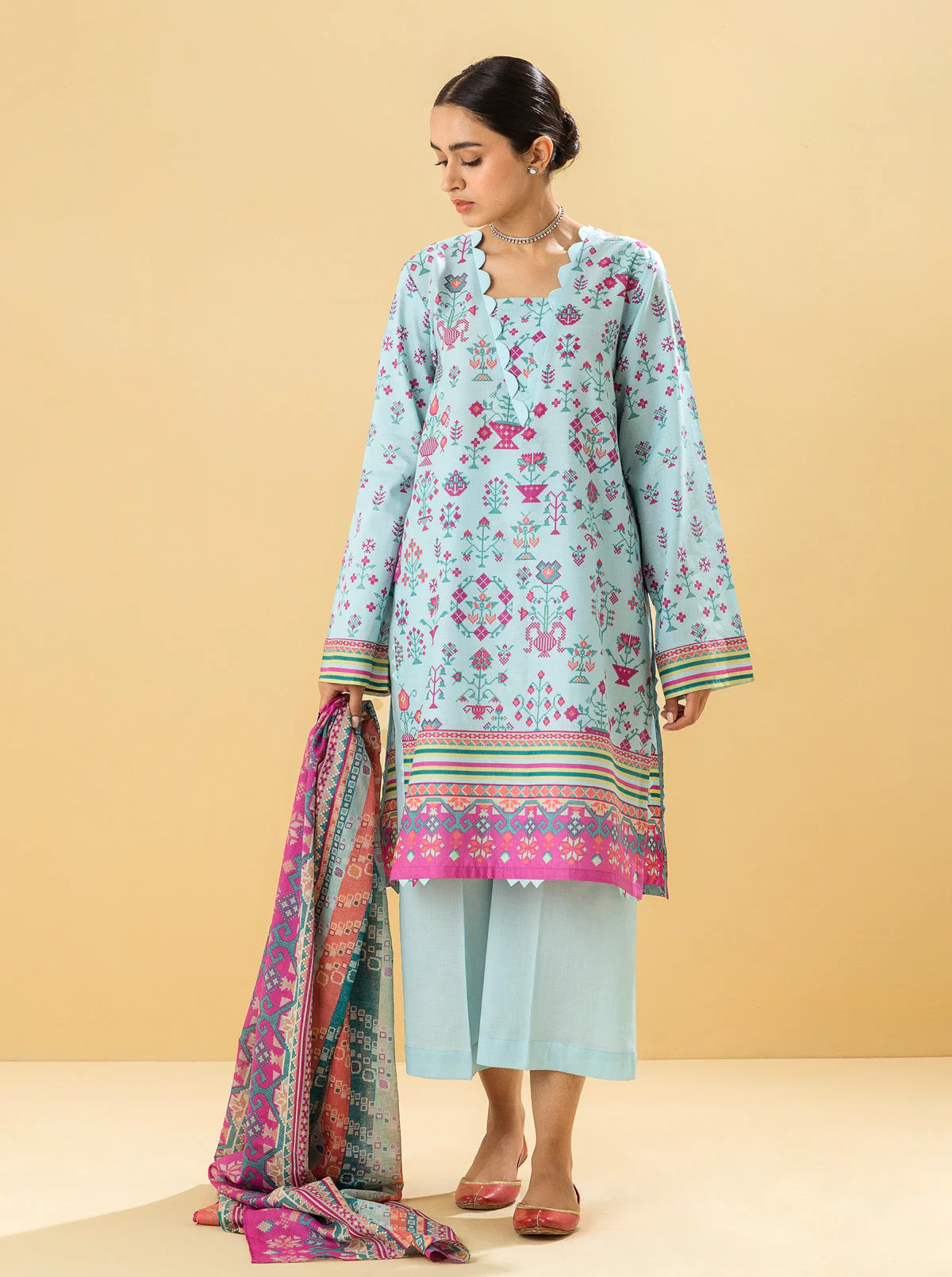 2 PIECE - PRINTED LAWN SUIT - ETHNIC ELEGANCE - Image 3