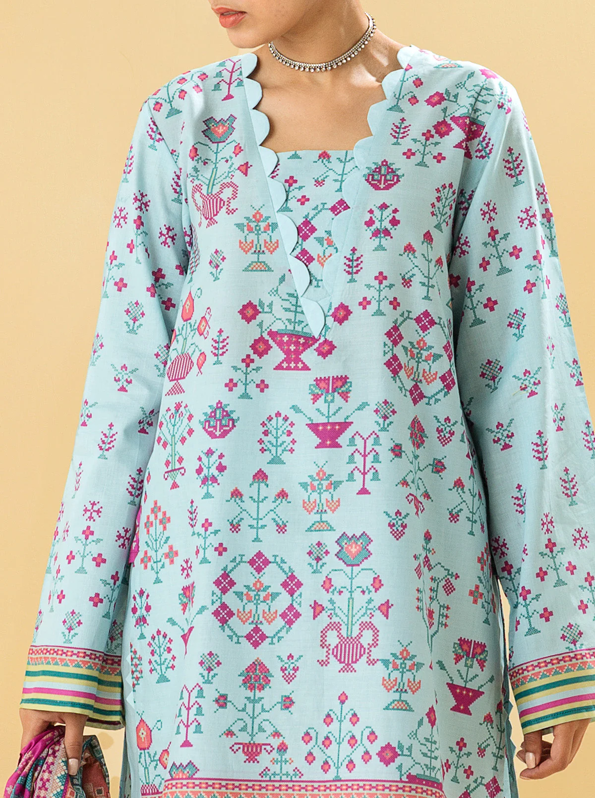 2 PIECE - PRINTED LAWN SUIT - ETHNIC ELEGANCE - Image 4