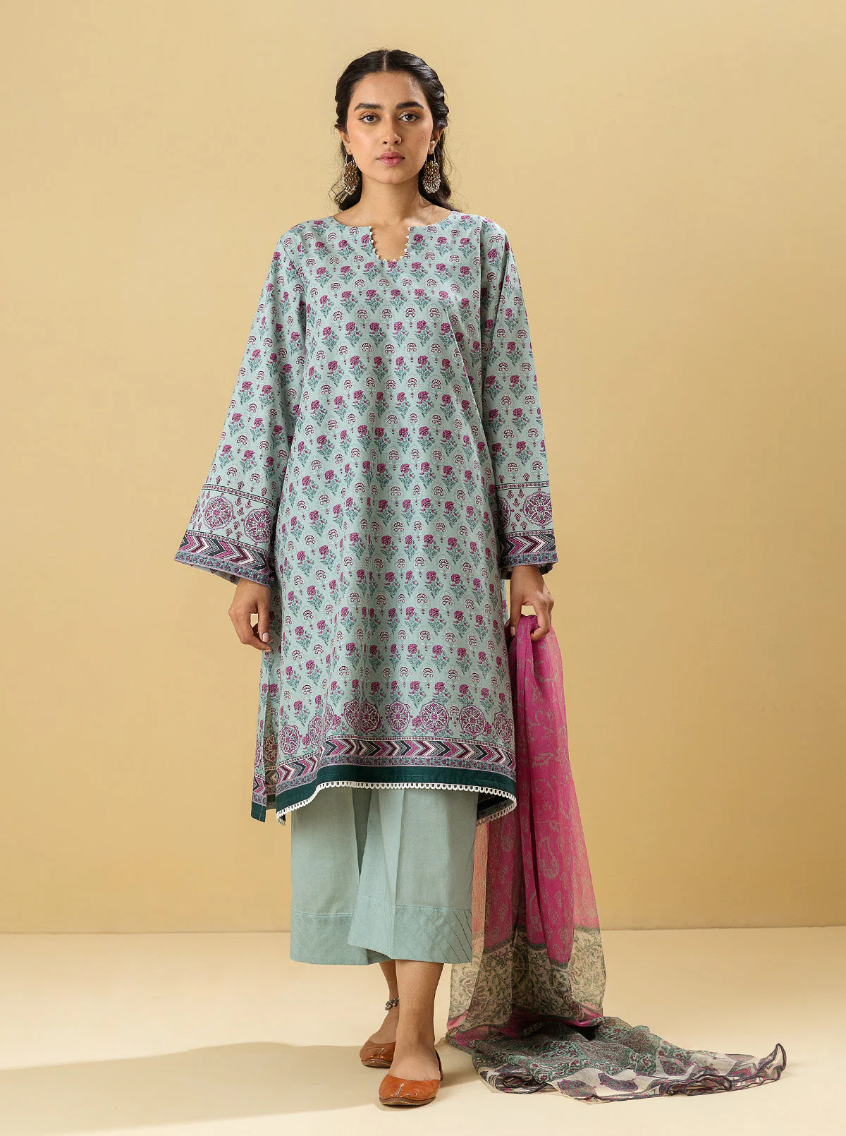 3 PIECE - PRINTED LAWN SUIT - MISTY DEWY - Image 3