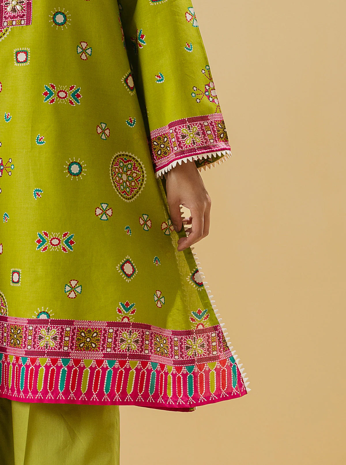 3 PIECE - PRINTED LAWN SUIT - QUETZAL GREEN - Image 2