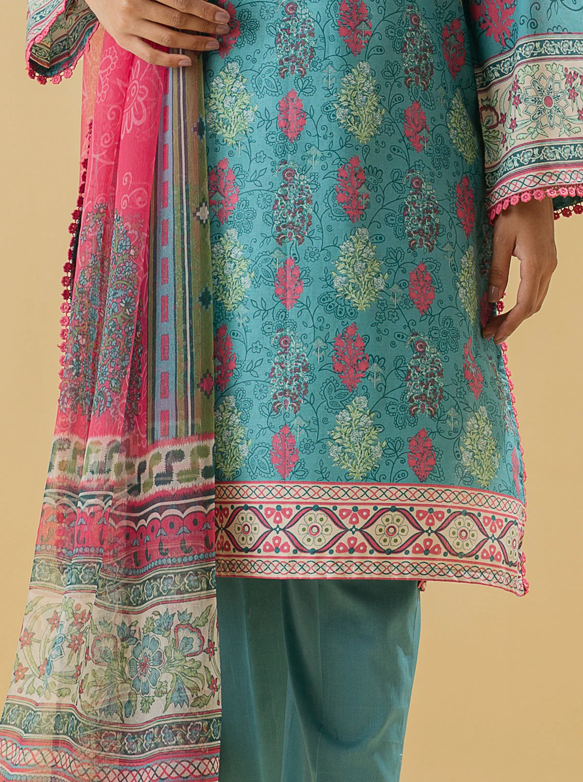 3 PIECE - PRINTED LAWN SUIT - REGALE BLUE - Image 2