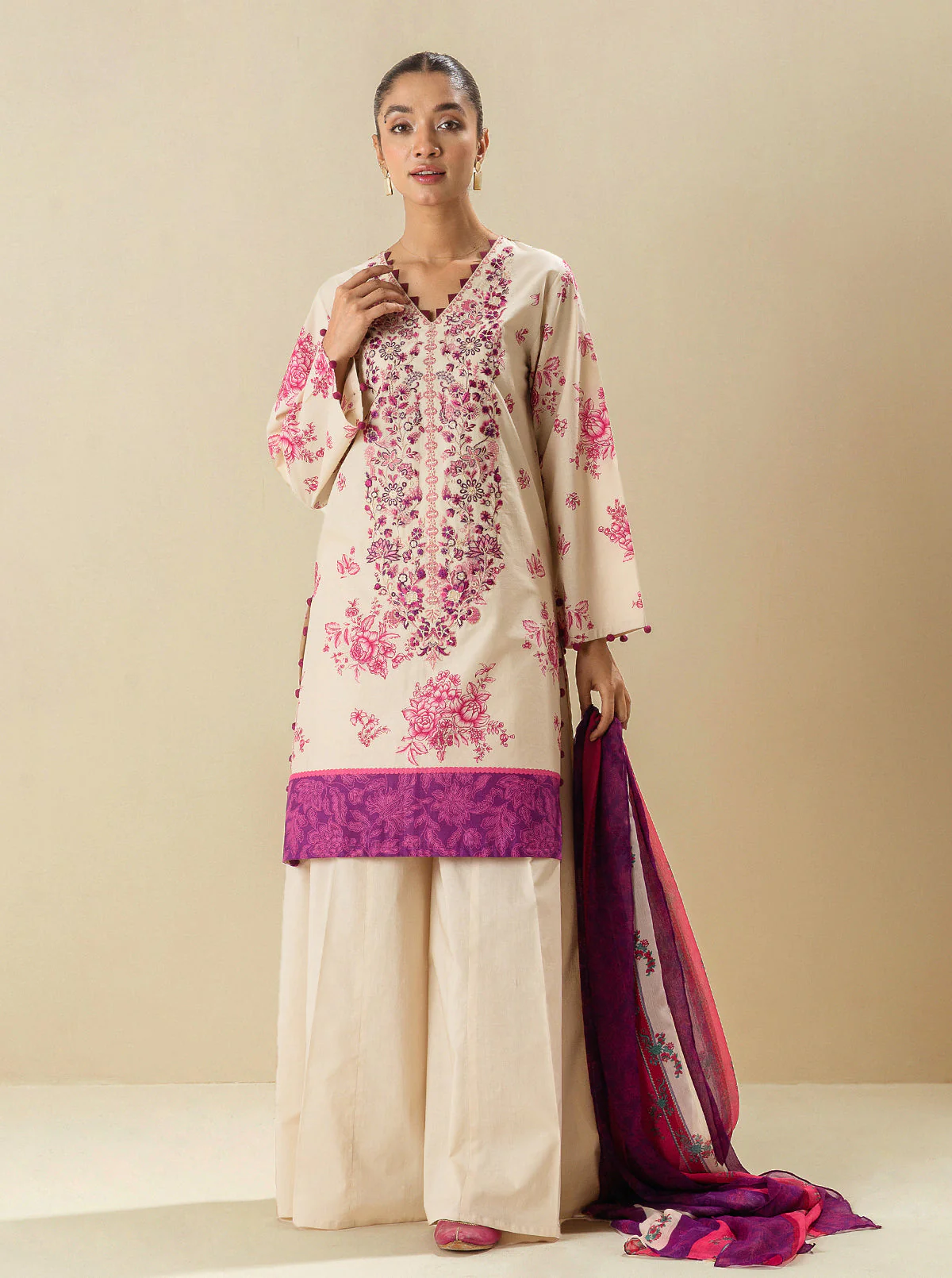 2 PIECE - EMBROIDERED LAWN SUIT - IVORY FANCY - Image 2