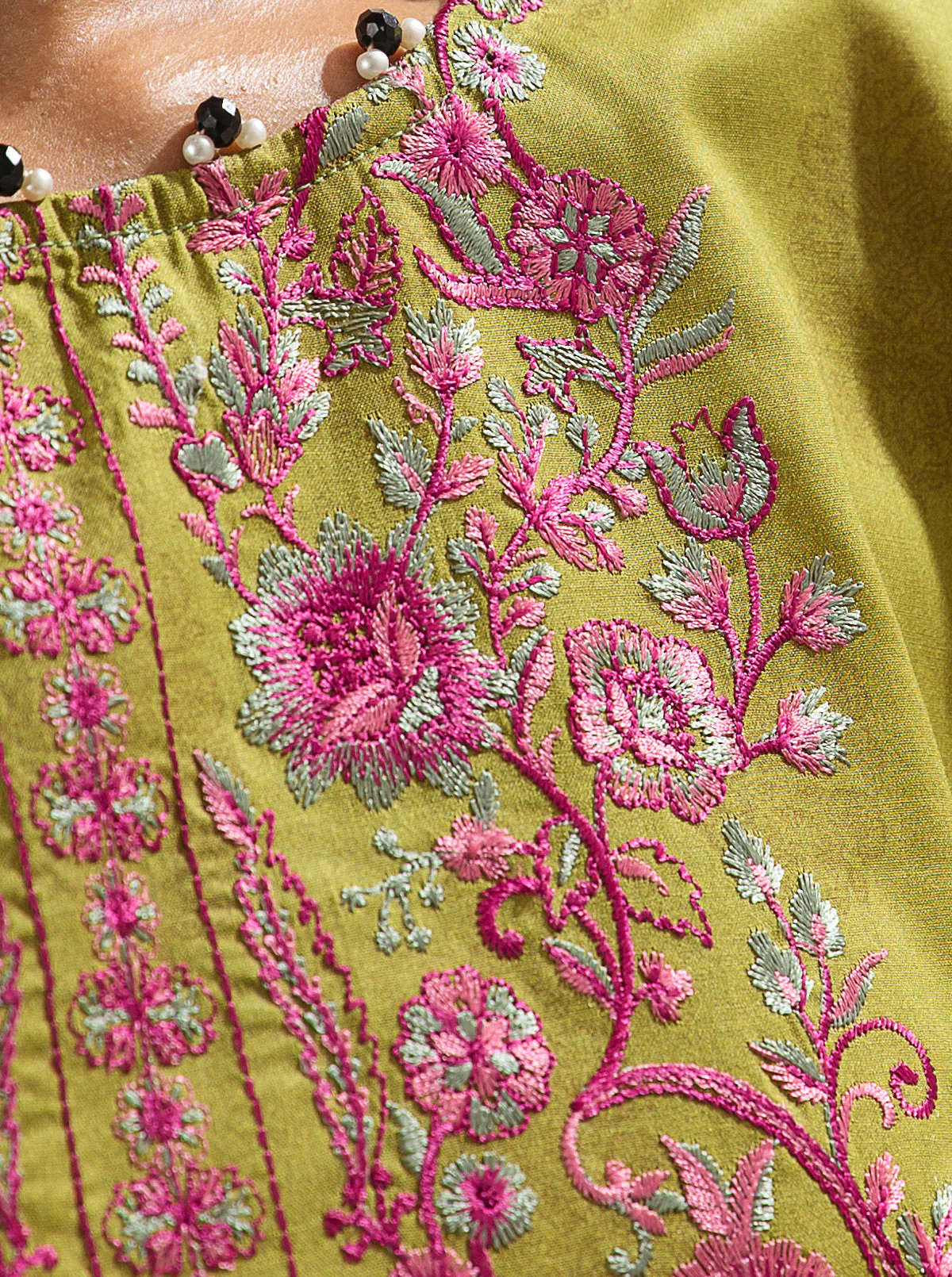 3 PIECE - EMBROIDERED LAWN SUIT - LIME TWIST - Image 4