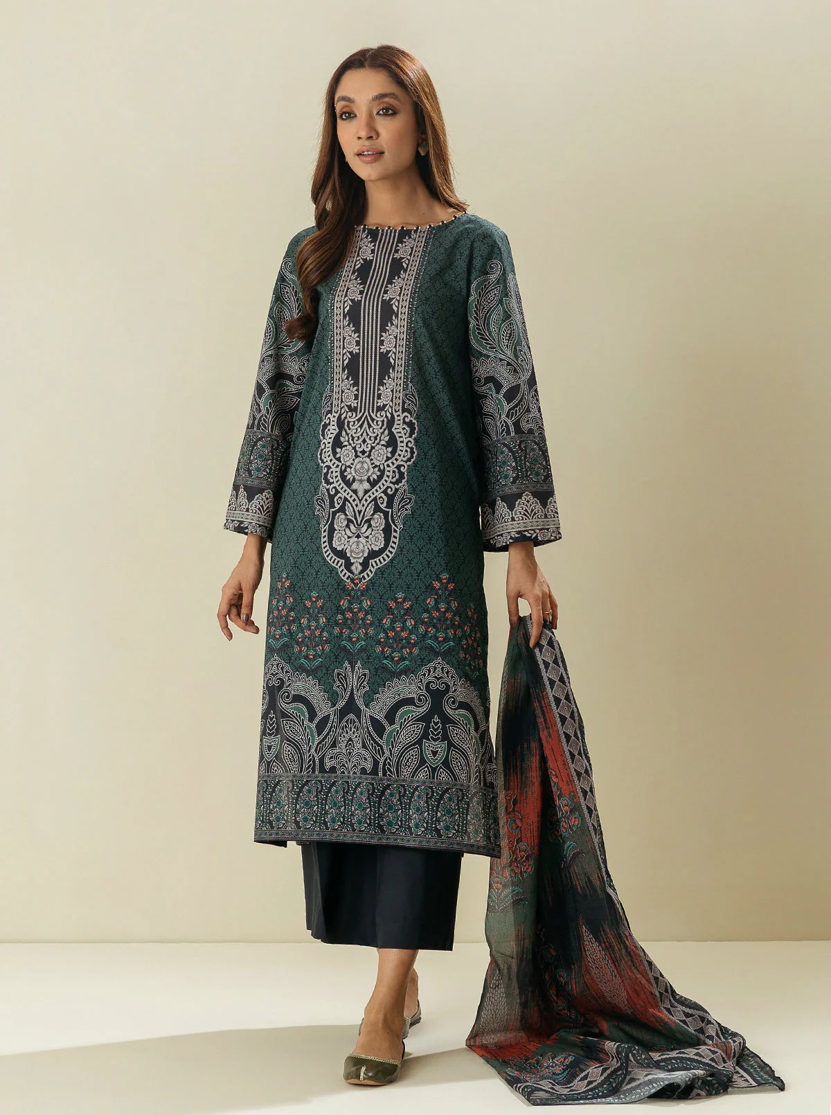 3 PIECE - PRINTED  LAWN SUIT - GARDEN MYSTERY - Image 2