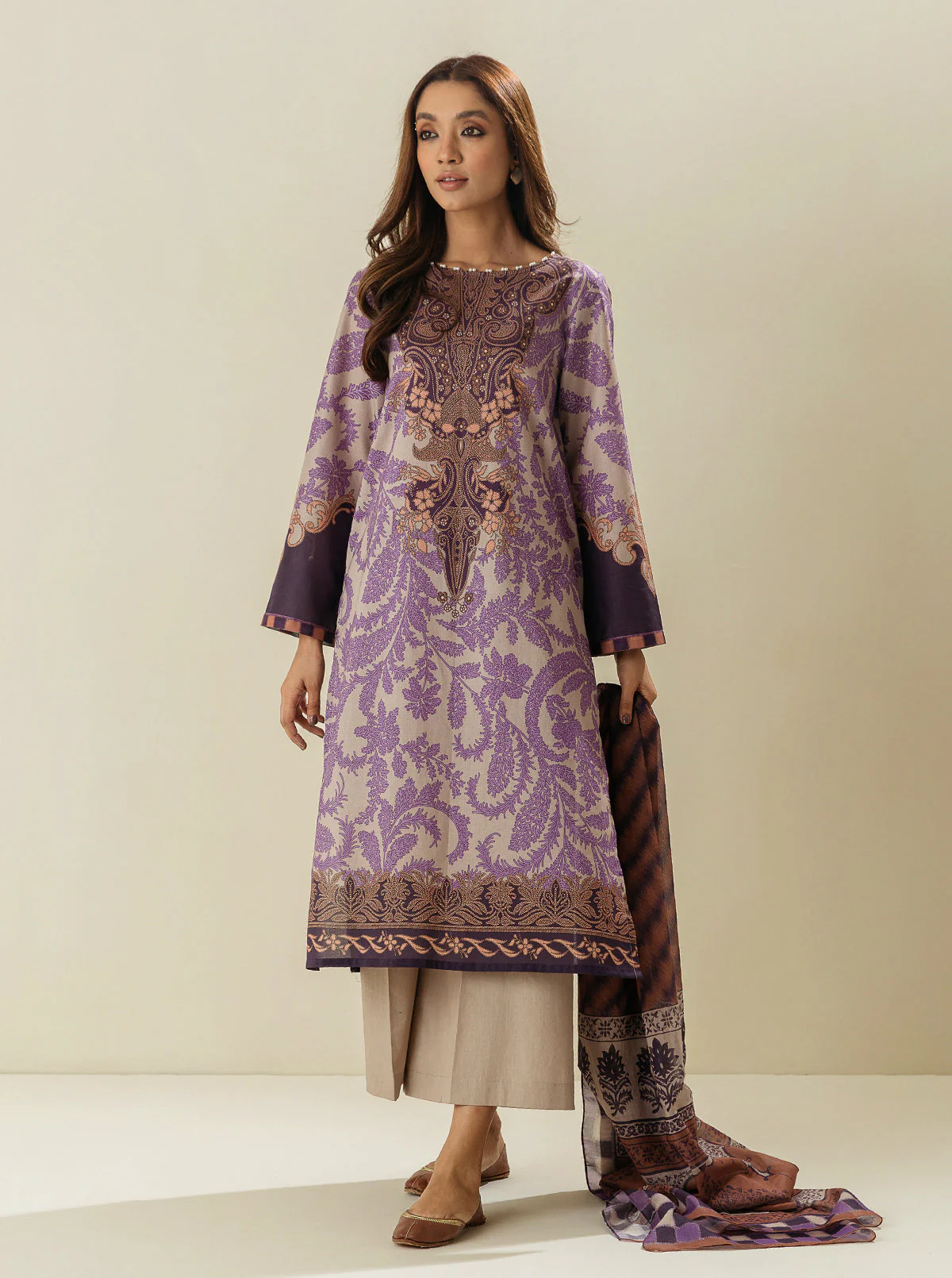 3 PIECE - PRINTED LAWN SUIT - VIVID LILACS - Image 2