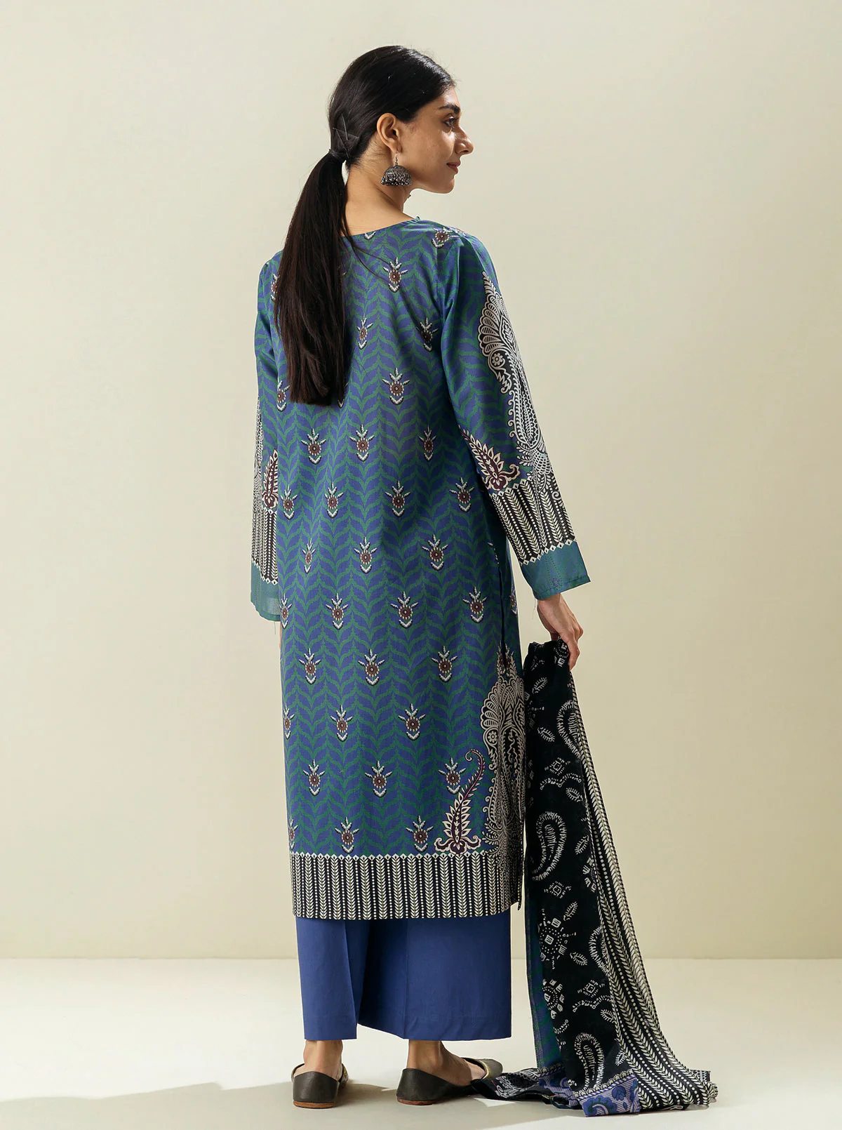 3 PIECE - PRINTED LAWN SUIT - LYON SKY - Image 3