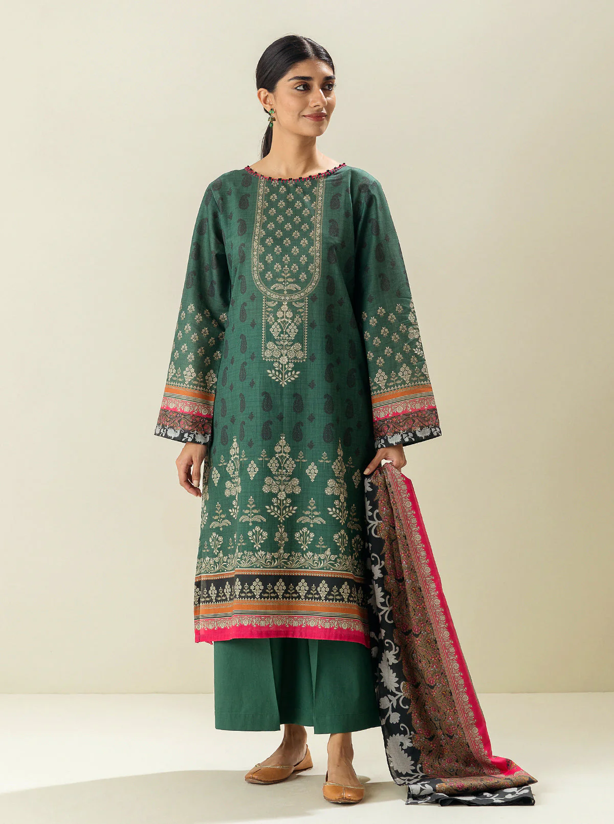 3 PIECE - PRINTED LAWN SUIT - VINEYARD DAY - Image 2