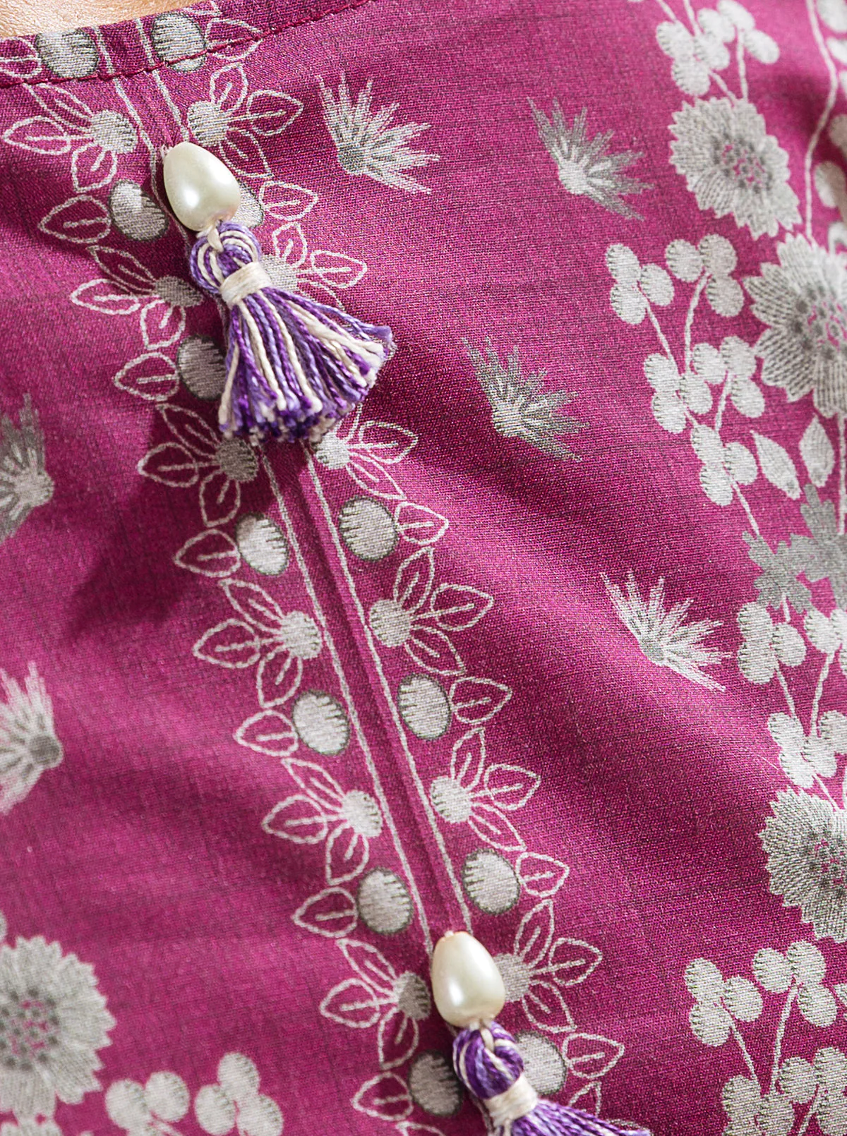 3 PIECE - PRINTED LAWN SUIT - WINE MIX - Image 2