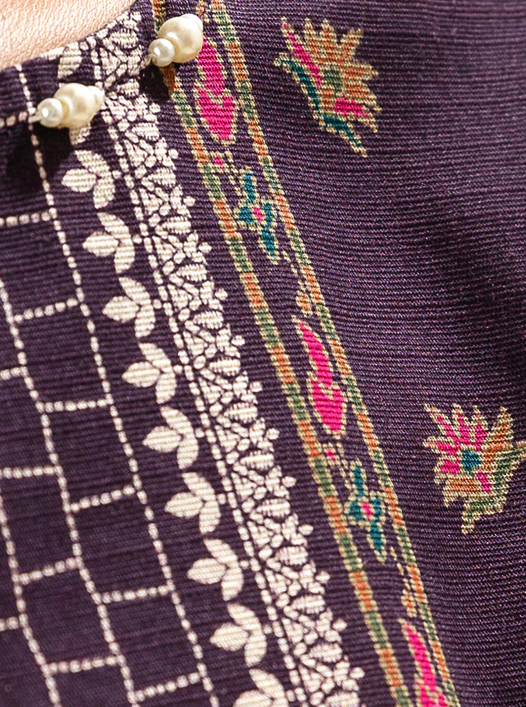 2 PIECE - PRINTED KHADDAR SUIT - PLUM GRACE - Image 4