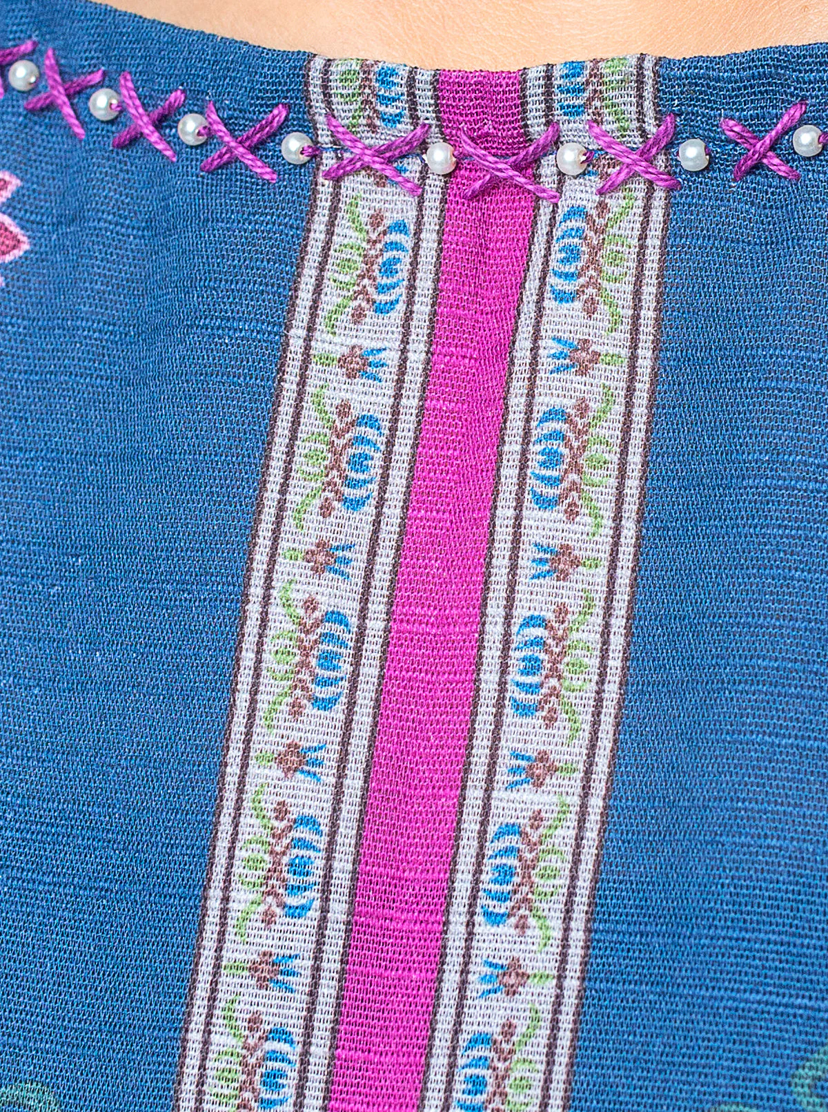1 PIECE - PRINTED KHADDAR SHIRT - BLUE LAGOON - Image 3