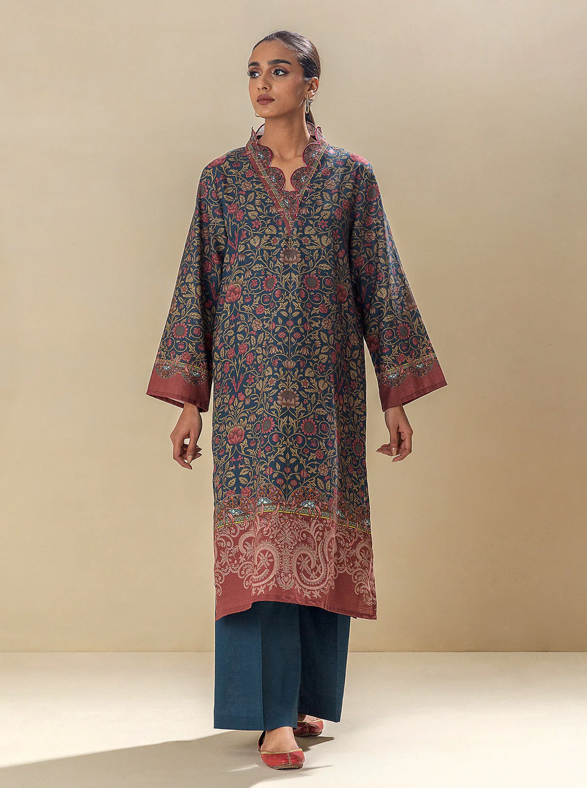 1 PIECE - PRINTED KHADDAR SHIRT - GRAND FOLIAGE - Image 4