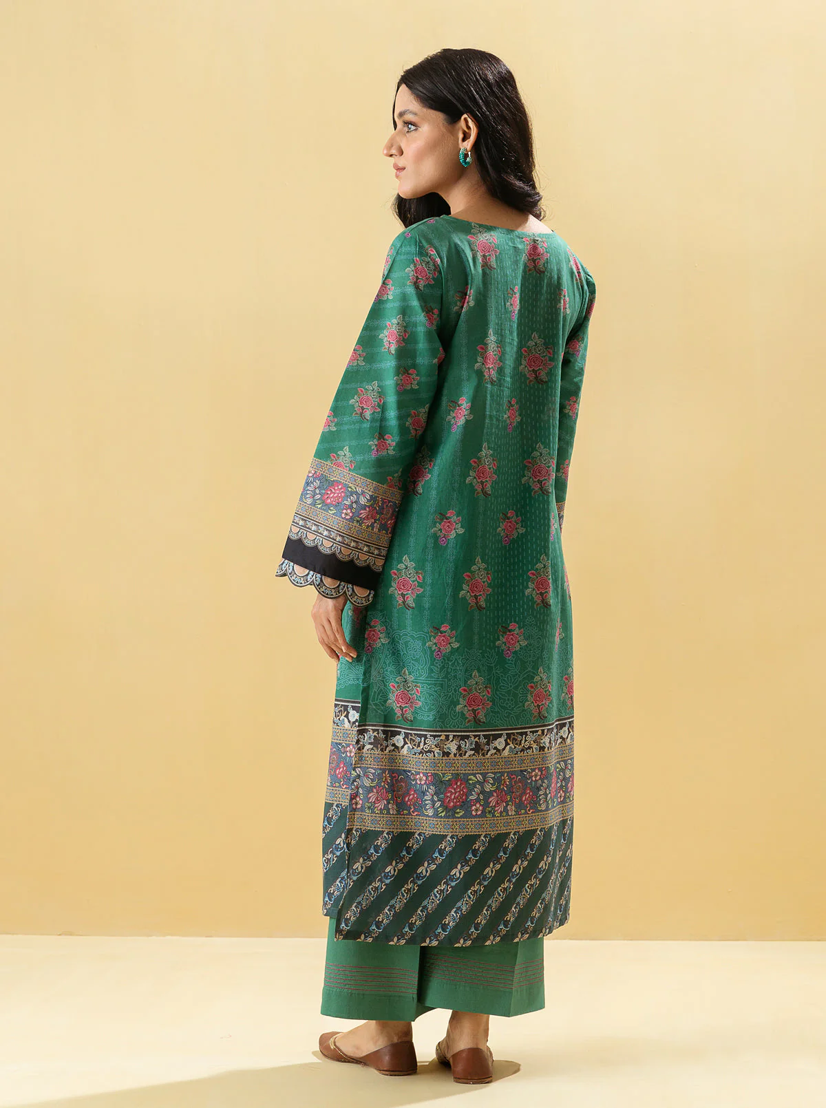 2 PIECE - PRINTED LAWN SUIT - BOHO GREEN - Image 4