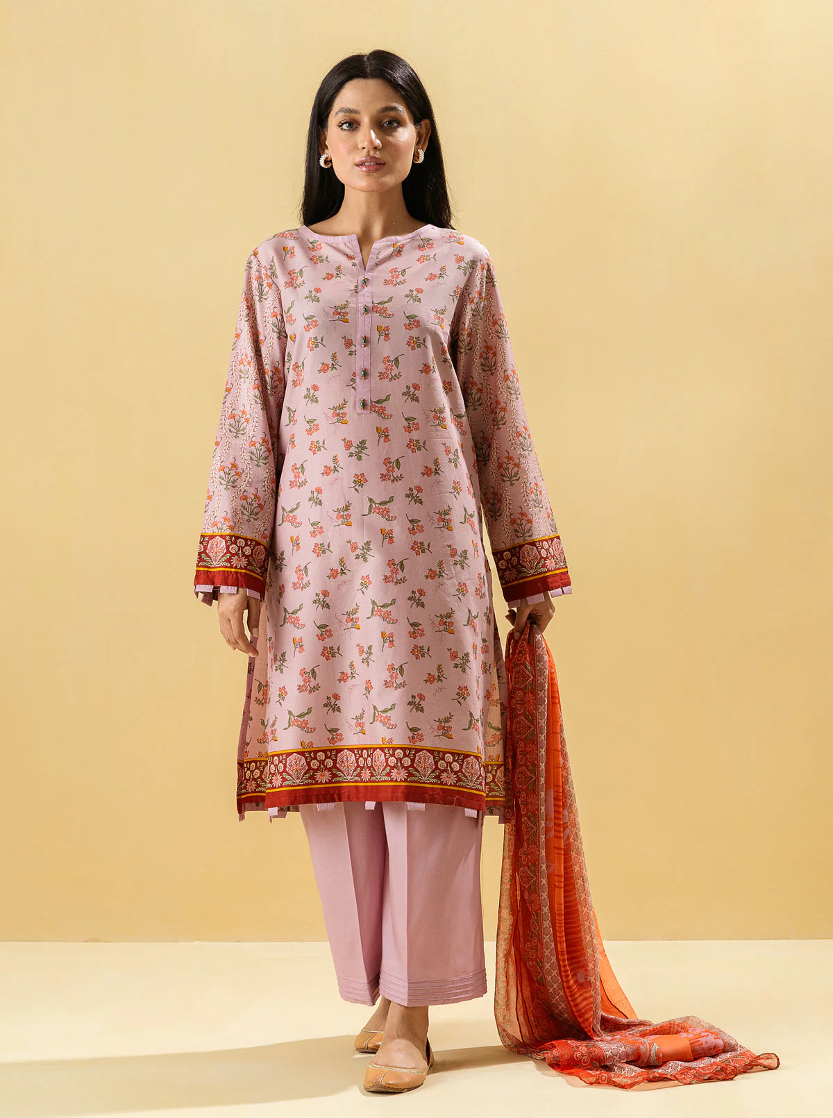 2 PIECE - PRINTED LAWN SUIT - DUSKY BLUSH - Image 3