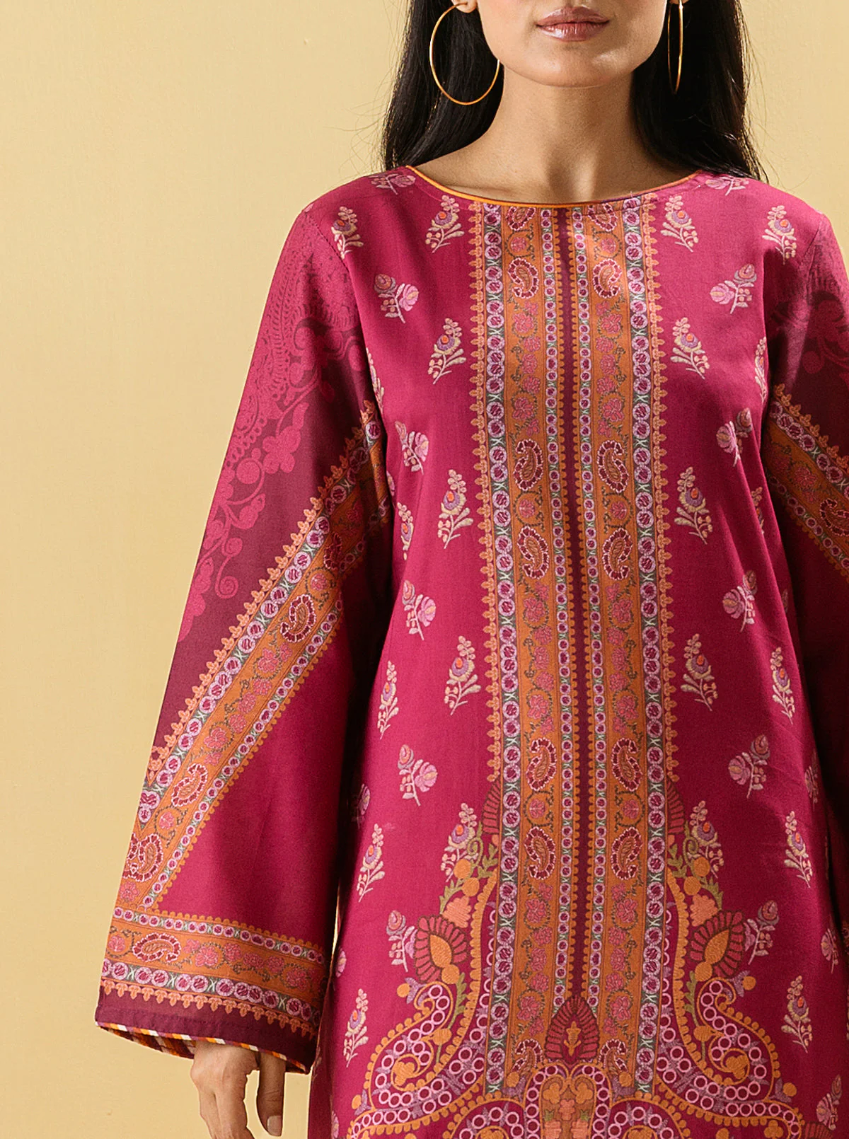 2 PIECE - PRINTED LAWN SUIT - CRIMSON HUES - Image 4