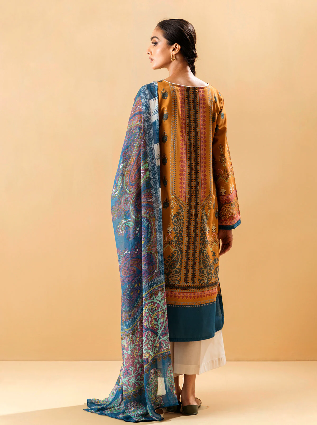 2 PIECE - PRINTED LAWN SUIT - MUSTARD GEMSTONE - Image 5
