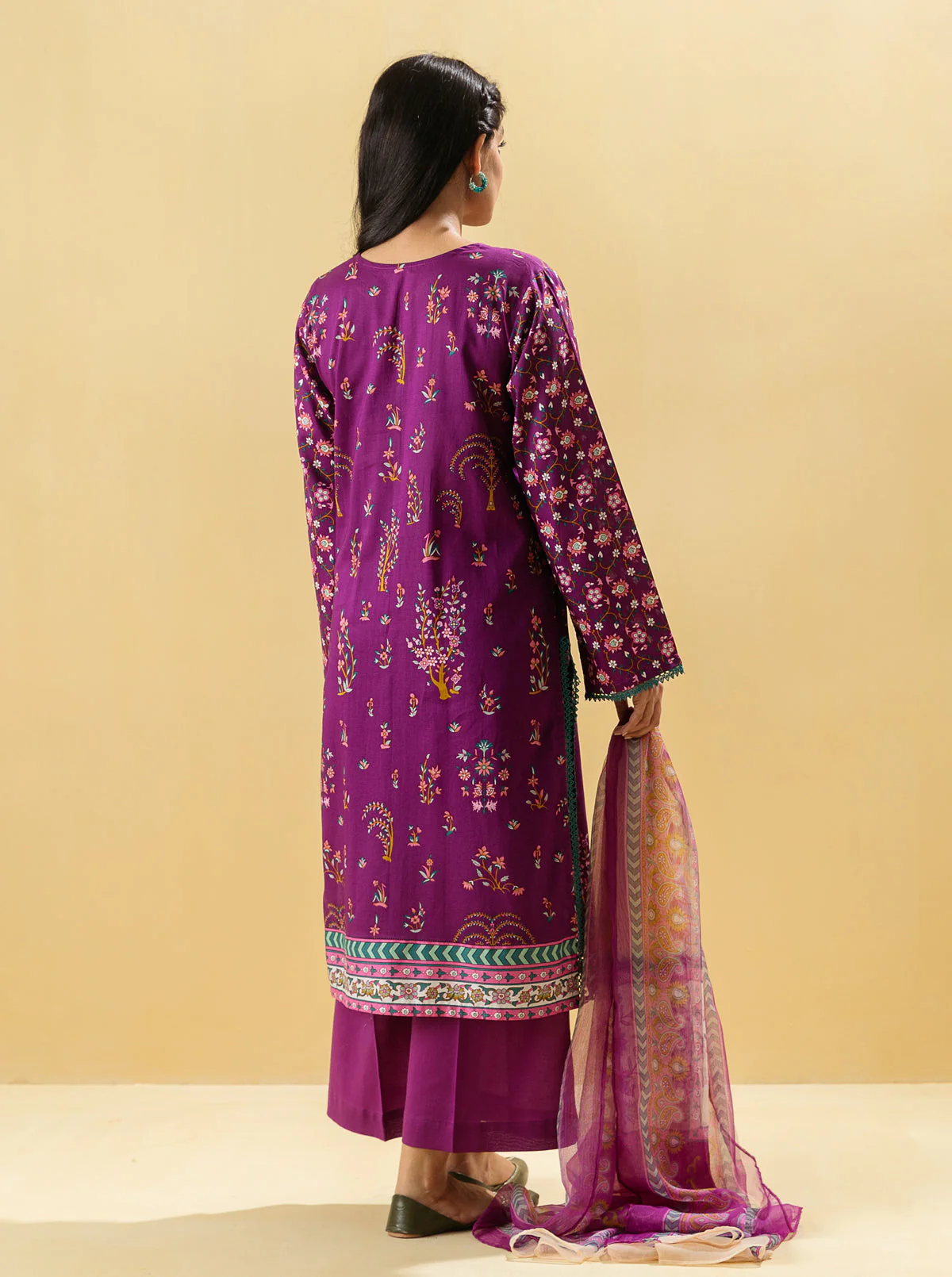 2 PIECE - PRINTED LAWN SUIT - IMPERIAL PLUM - Image 5