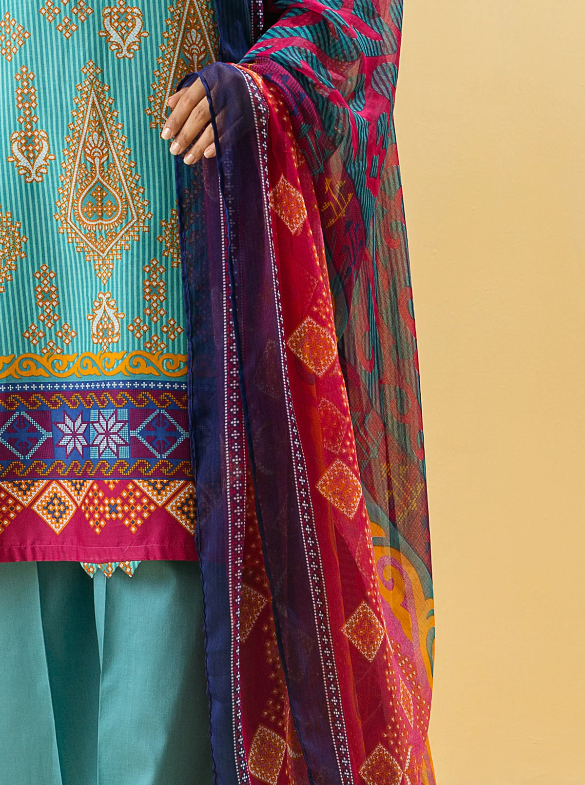 3 PIECE - PRINTED LAWN SUIT - MYTHIC JEWEL - Image 2